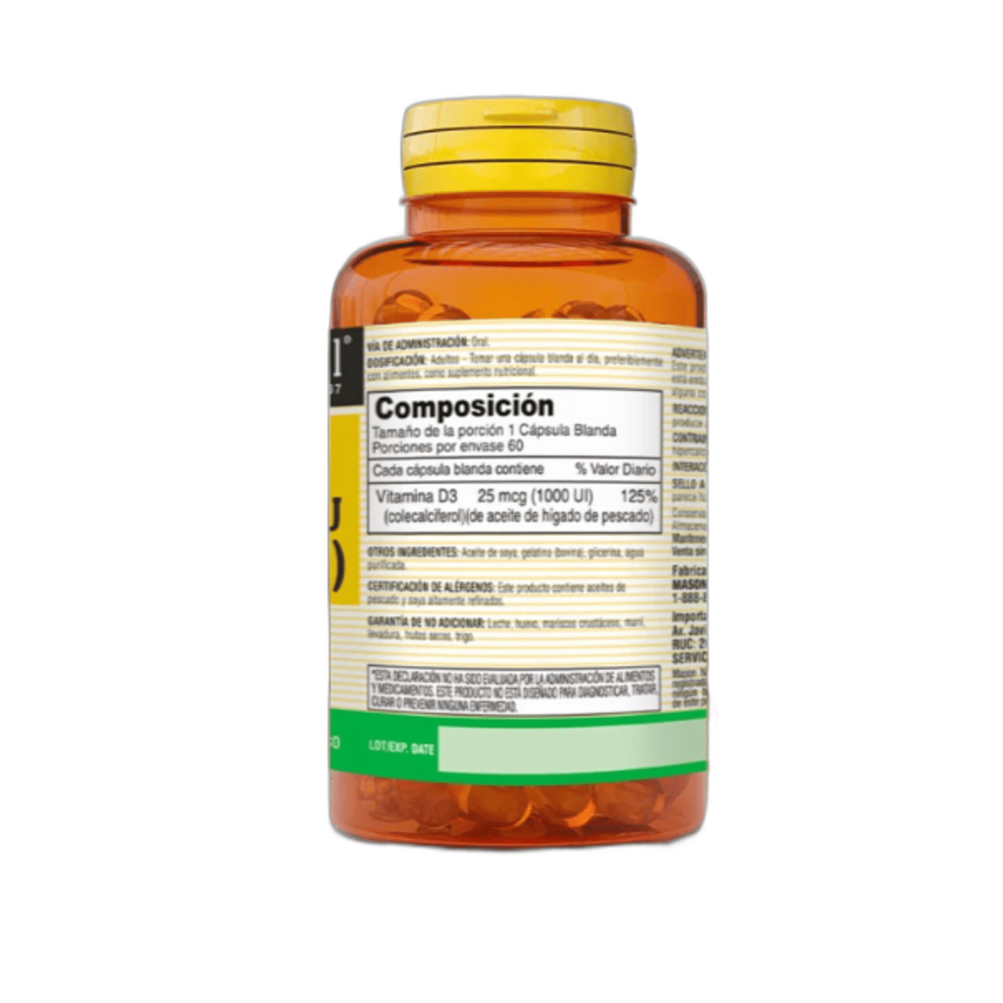 VITAMINA D3 1000 UI * 25 mcg - fco x 60 softgel. - MASON - VENTA LIBRE - PROMOCION 4