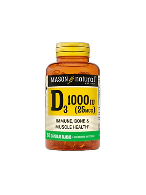 VITAMINA D3 1000 UI * 25 mcg - fco x 60 softgel. - MASON - VENTA LIBRE - PROMOCION