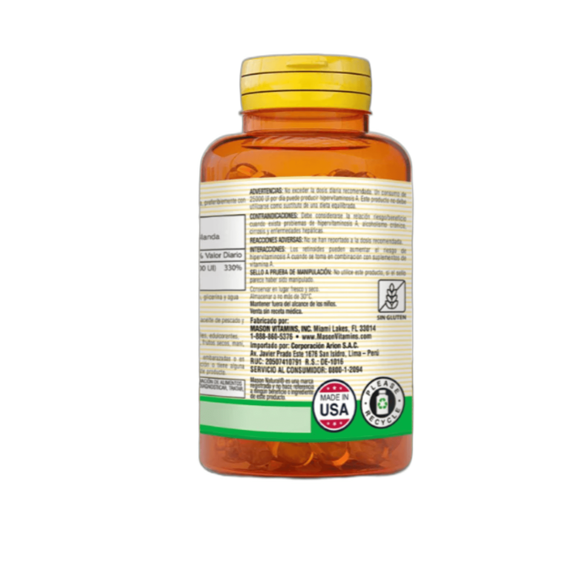 VITAMINA A 10.000 UI (fish liver oil) - fco x 100 cap. - MASON - VENTA LIBRE - PROMOCION 4