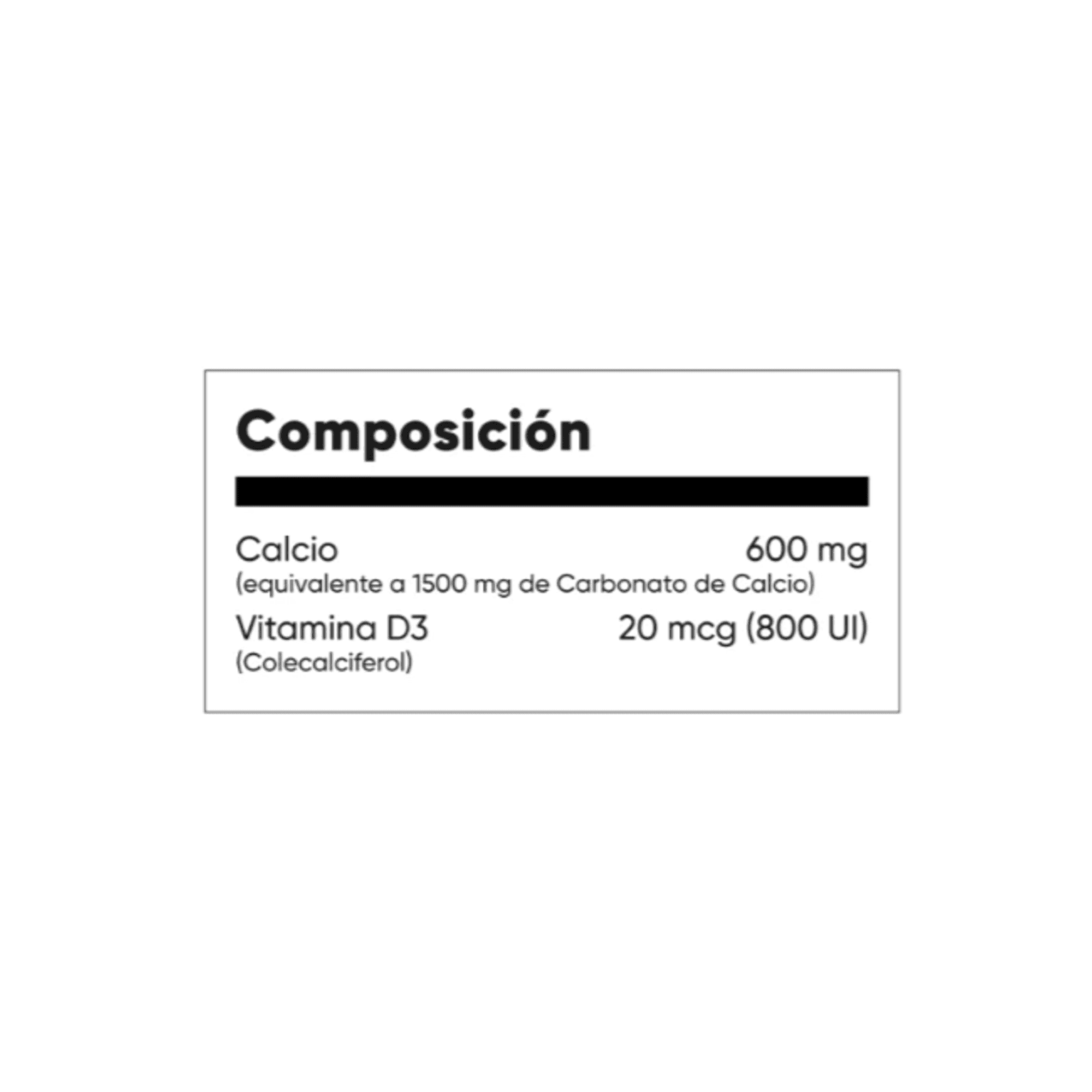 CALCIUM 600 MG + VITAMINA D3 800 ( 20 mcg ) - fco x 60 tab. - MASON - VENTA LIBRE - PROMOCION 2