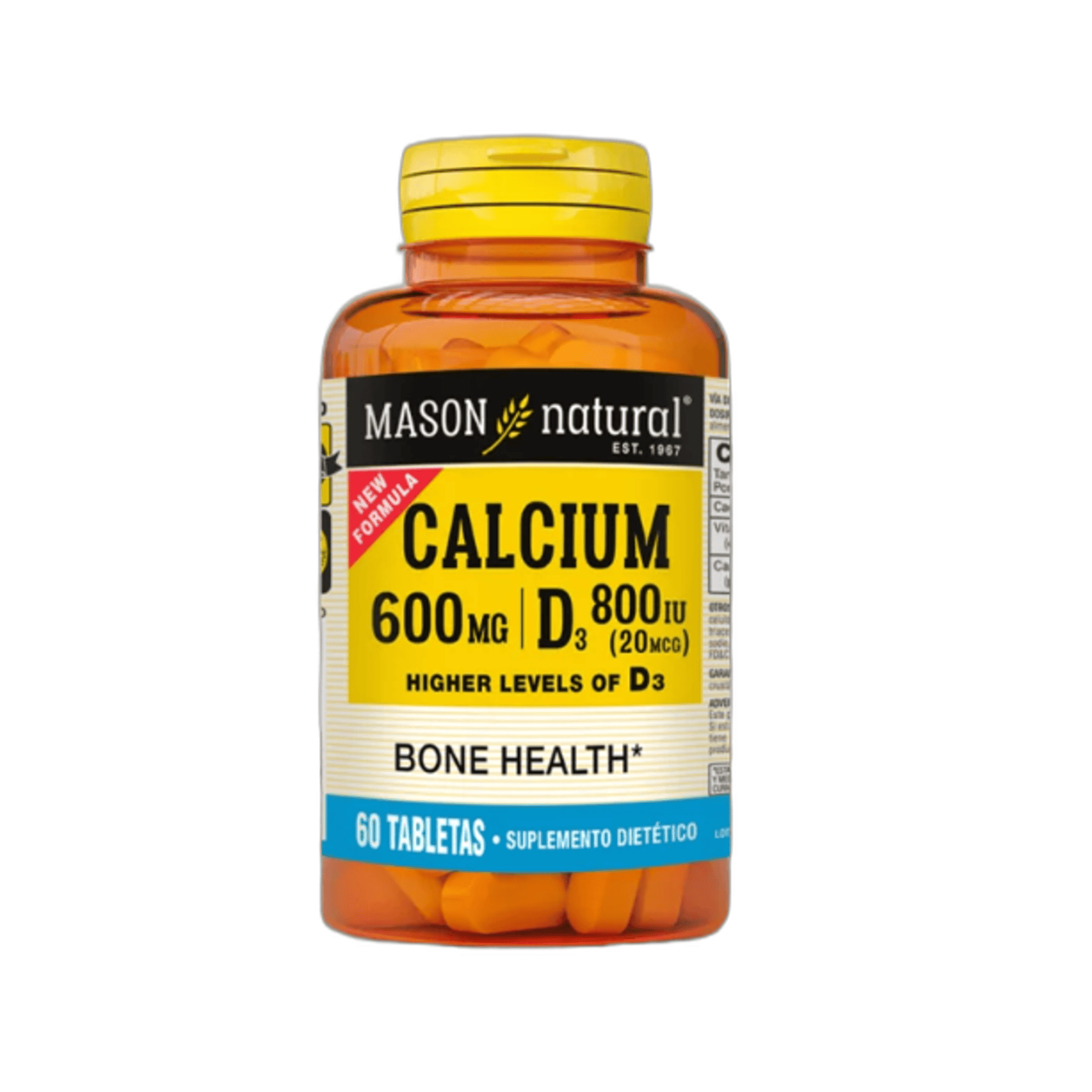 CALCIUM 600 MG + VITAMINA D3 800 ( 20 mcg ) - fco x 60 tab. - MASON - VENTA LIBRE - PROMOCION 1