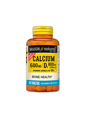 CALCIUM 600 MG + VITAMINA D3 800 ( 20 mcg ) - fco x 60 tab. - MASON - VENTA LIBRE - PROMOCION