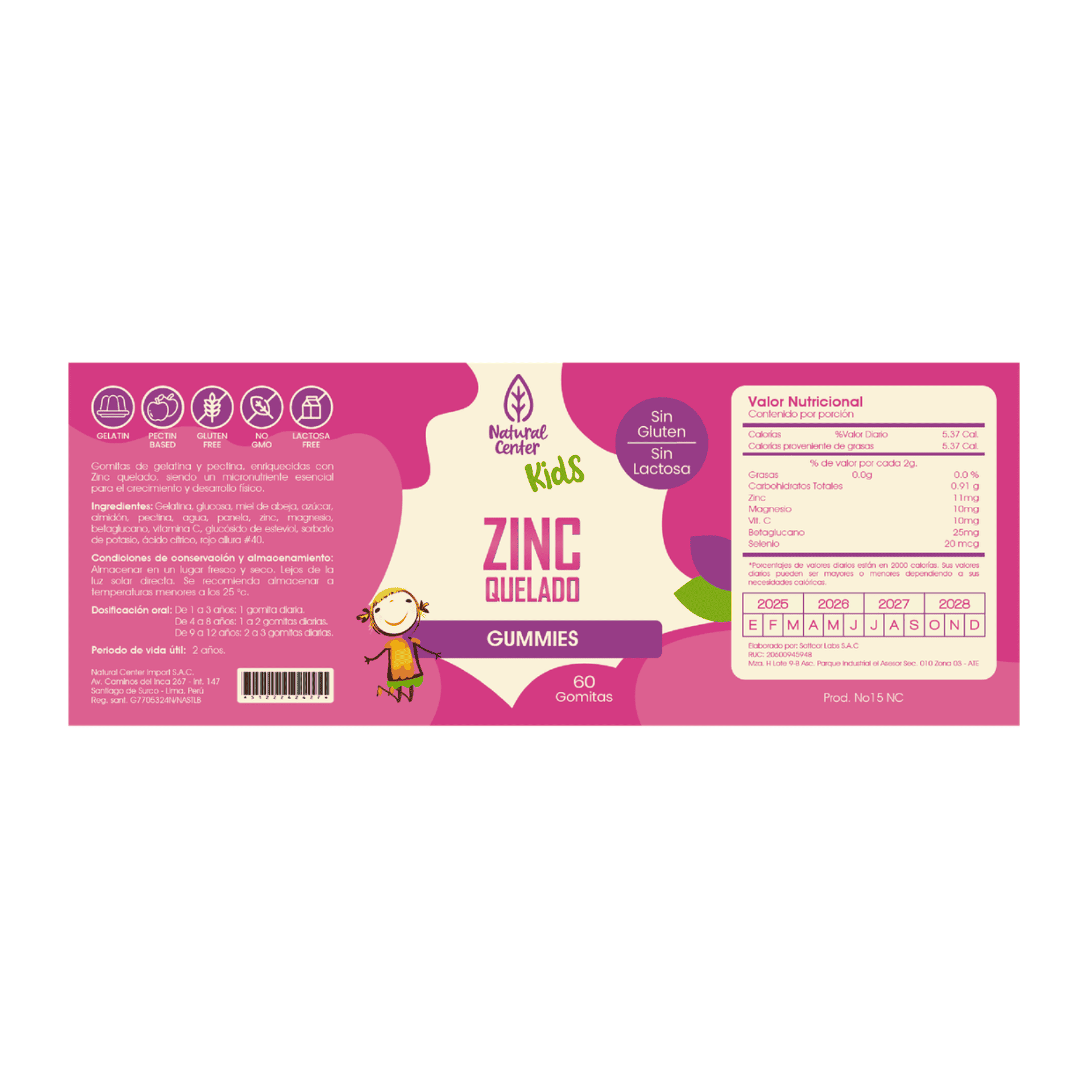 ZINC quelado - fco x 60 GOMITAS. / MIEL 2