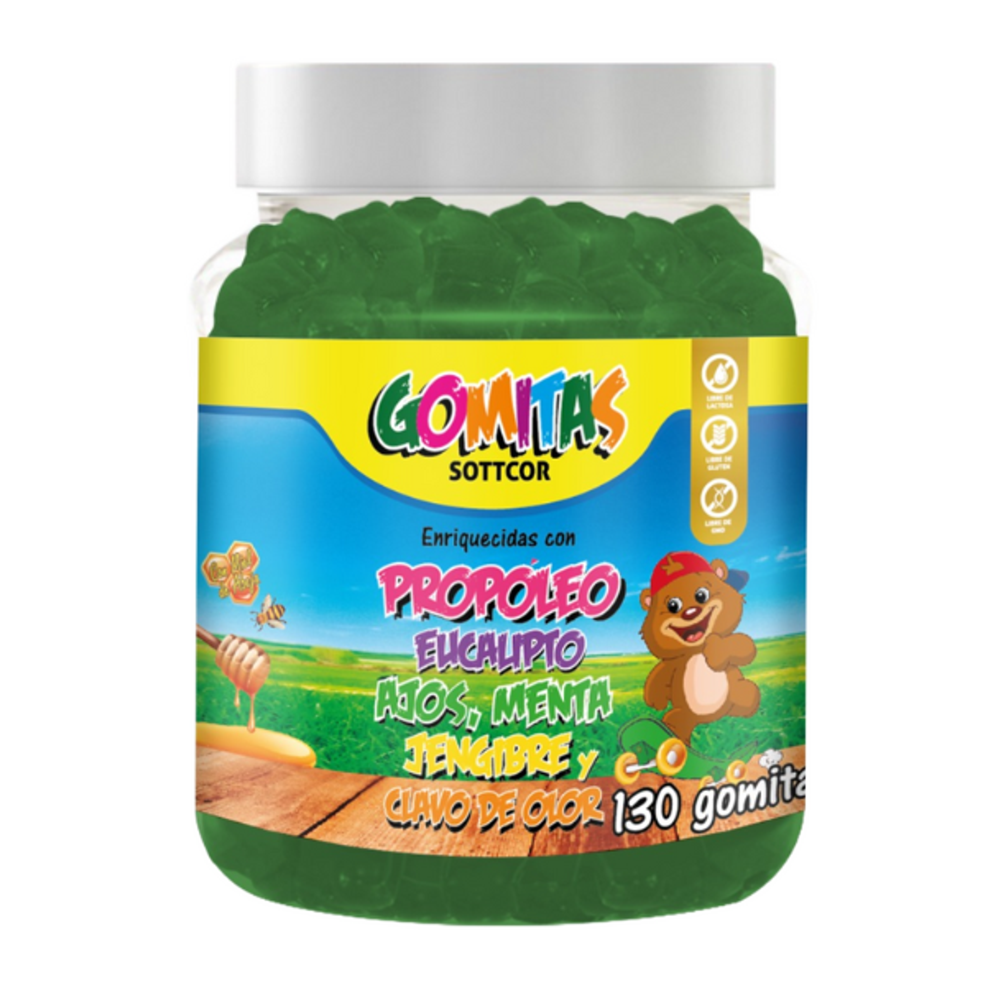 PROPOLEO + eucalipto ajos, menta jenjibre y clavo de olor (NIÑOS) - fco x 130 gomitas  1