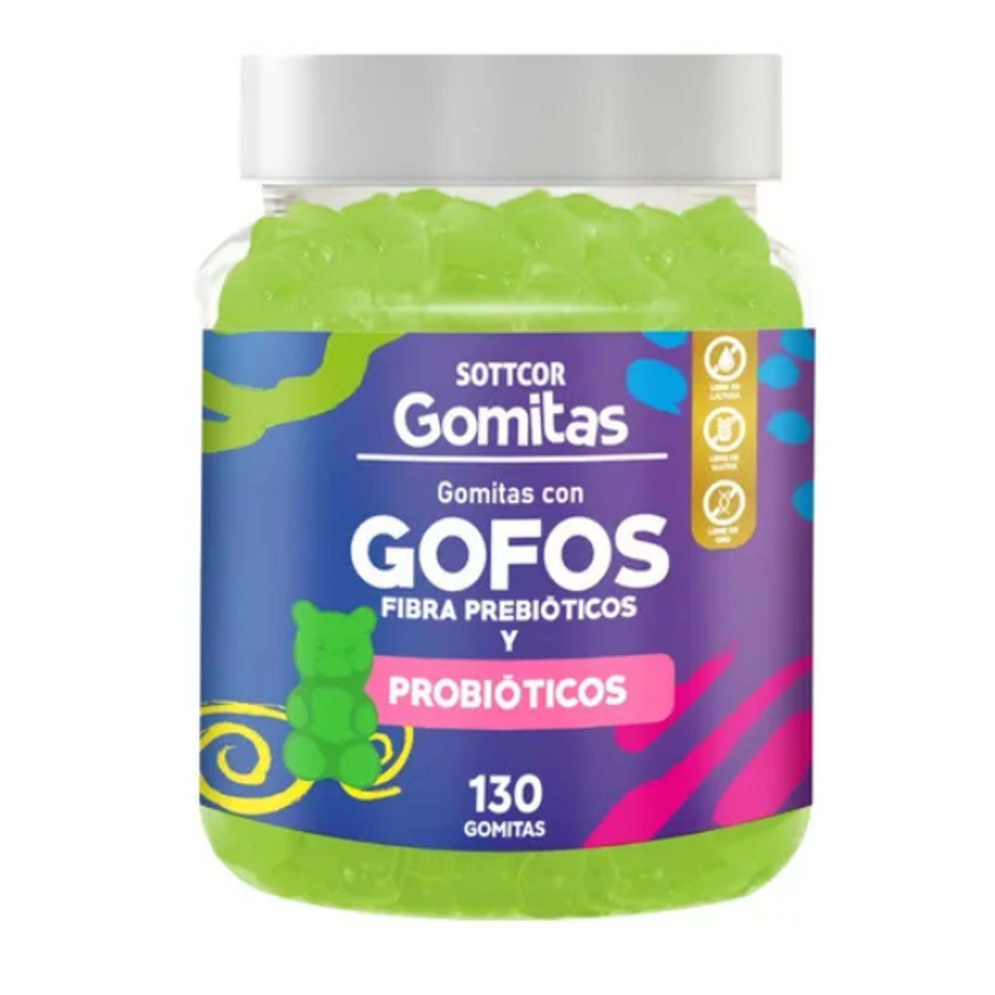 GOFOS fibra PREbioticos y PRObioticos (niños) - fco x 130 gomitas. 1