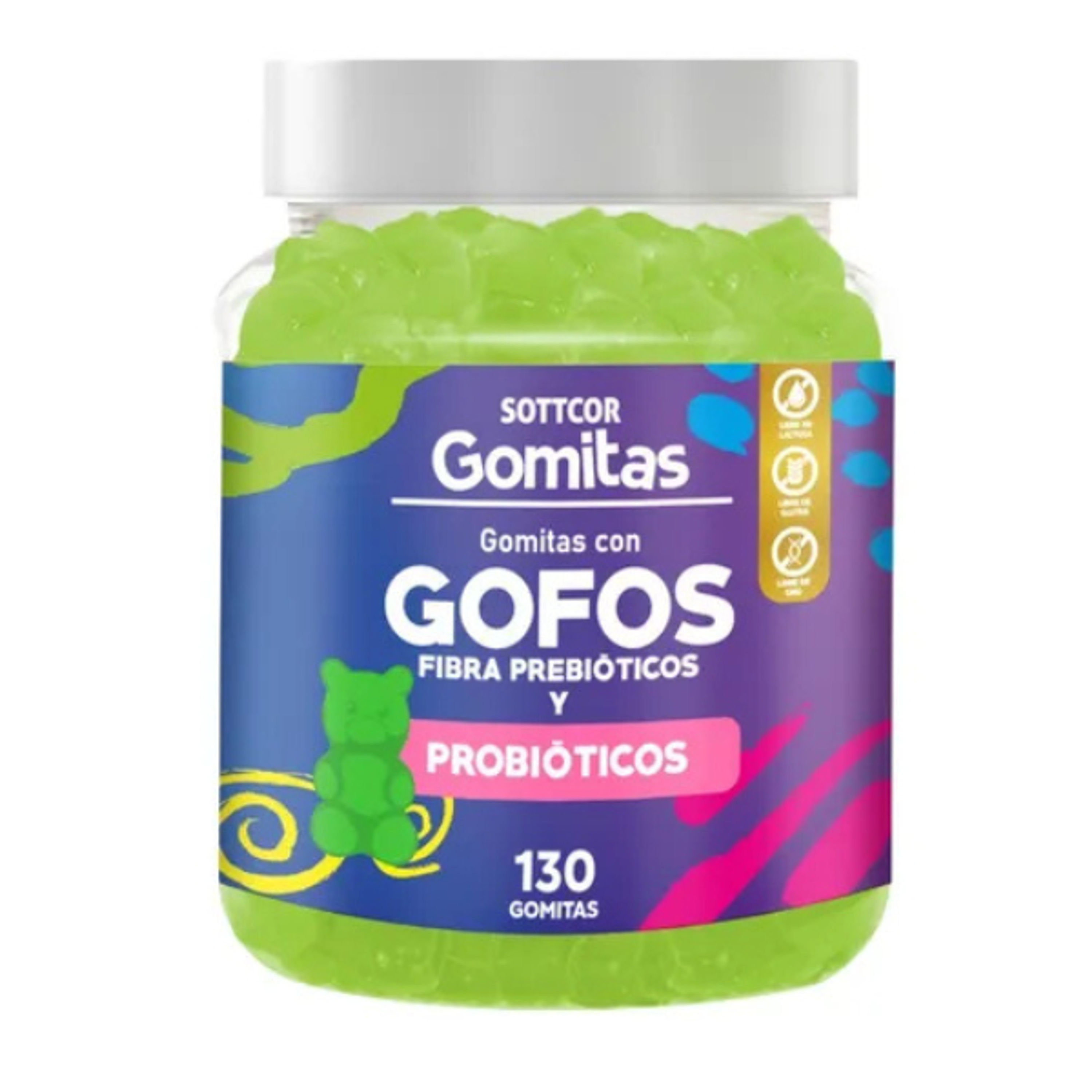 GOFOS fibra PREbioticos y PRObioticos (niños) - fco x 130 gomitas. 1