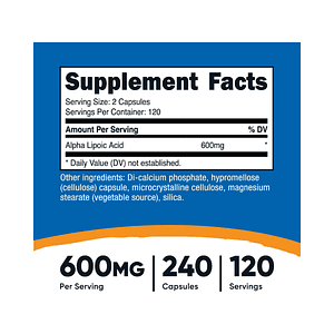 ALPHA LIPOIC ACID 600MG/FCO x 240CAPS