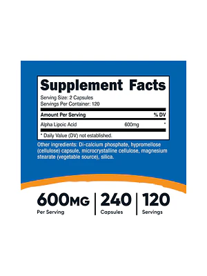 ALPHA LIPOIC ACID 600MG/FCO x 240CAPS