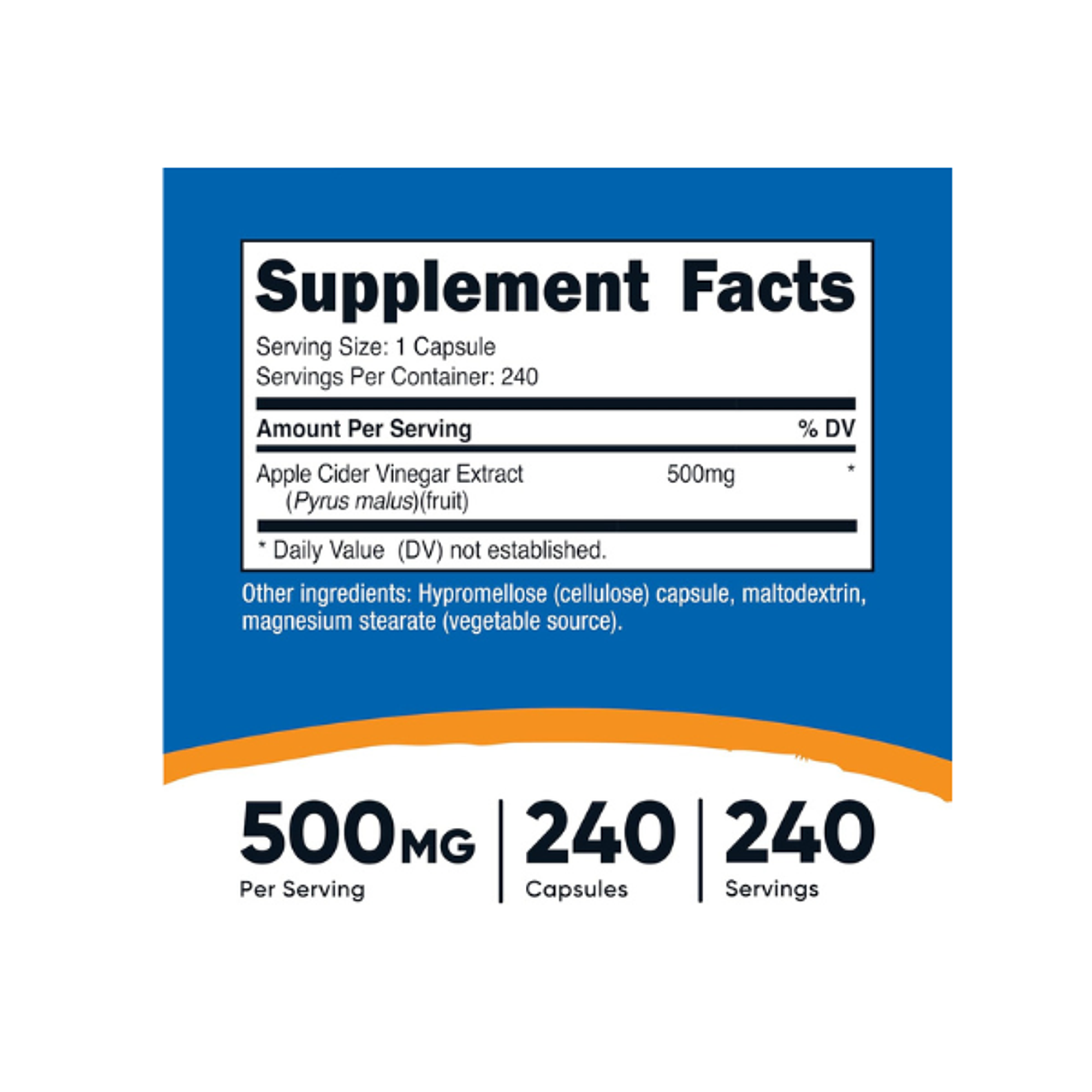 APPLE CIDER VINEGAR / vinagre de manzana 500 mg - fco x 240 cap. 2