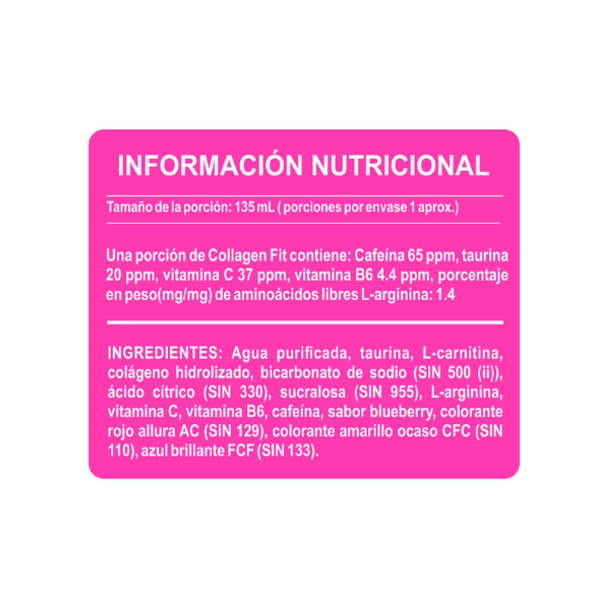 COLLAGEN FIT 135 ml - pack x 15 fcos. / Quemador 2
