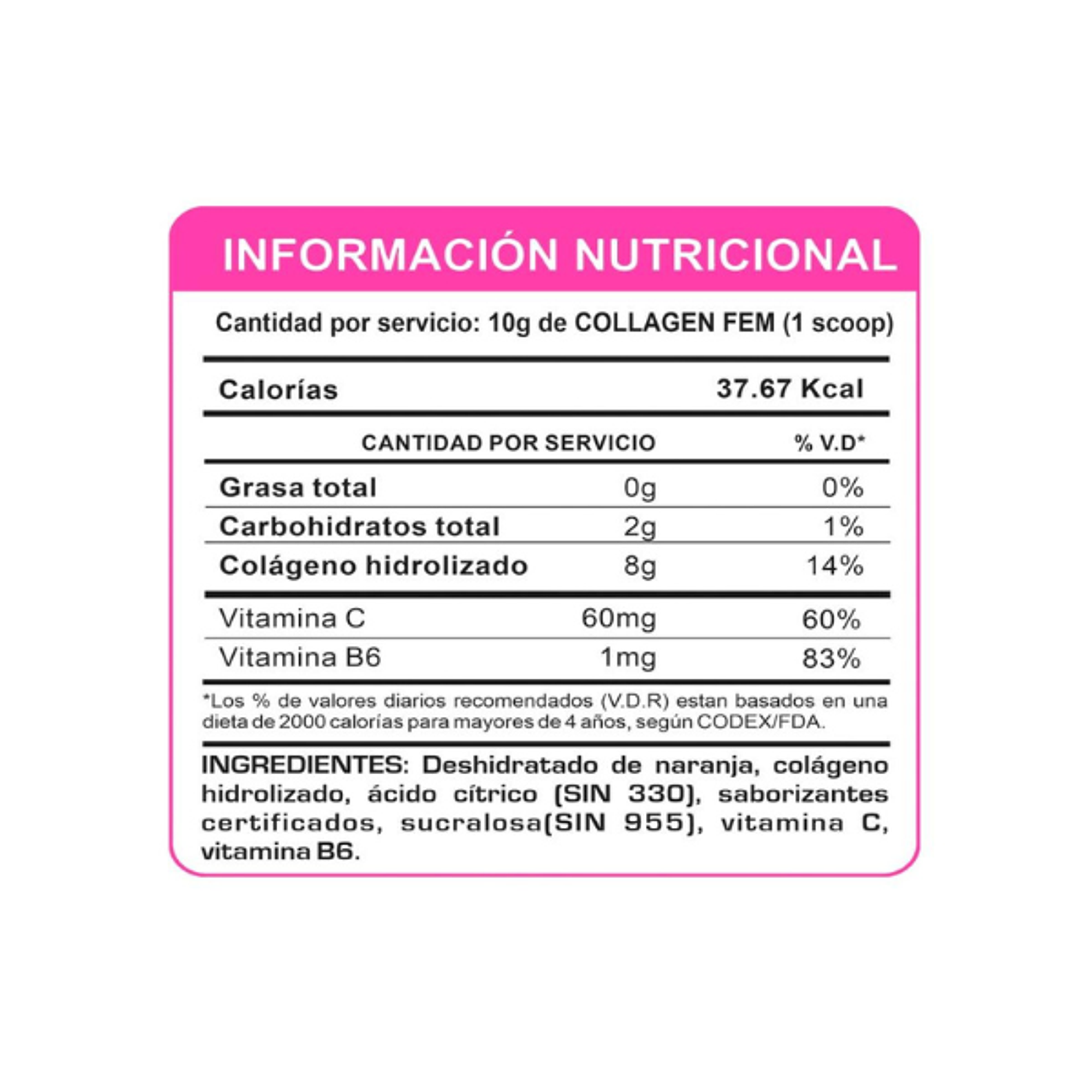 COLLAGEN FEM x 500 g pote - NARANJA (colageno) 2