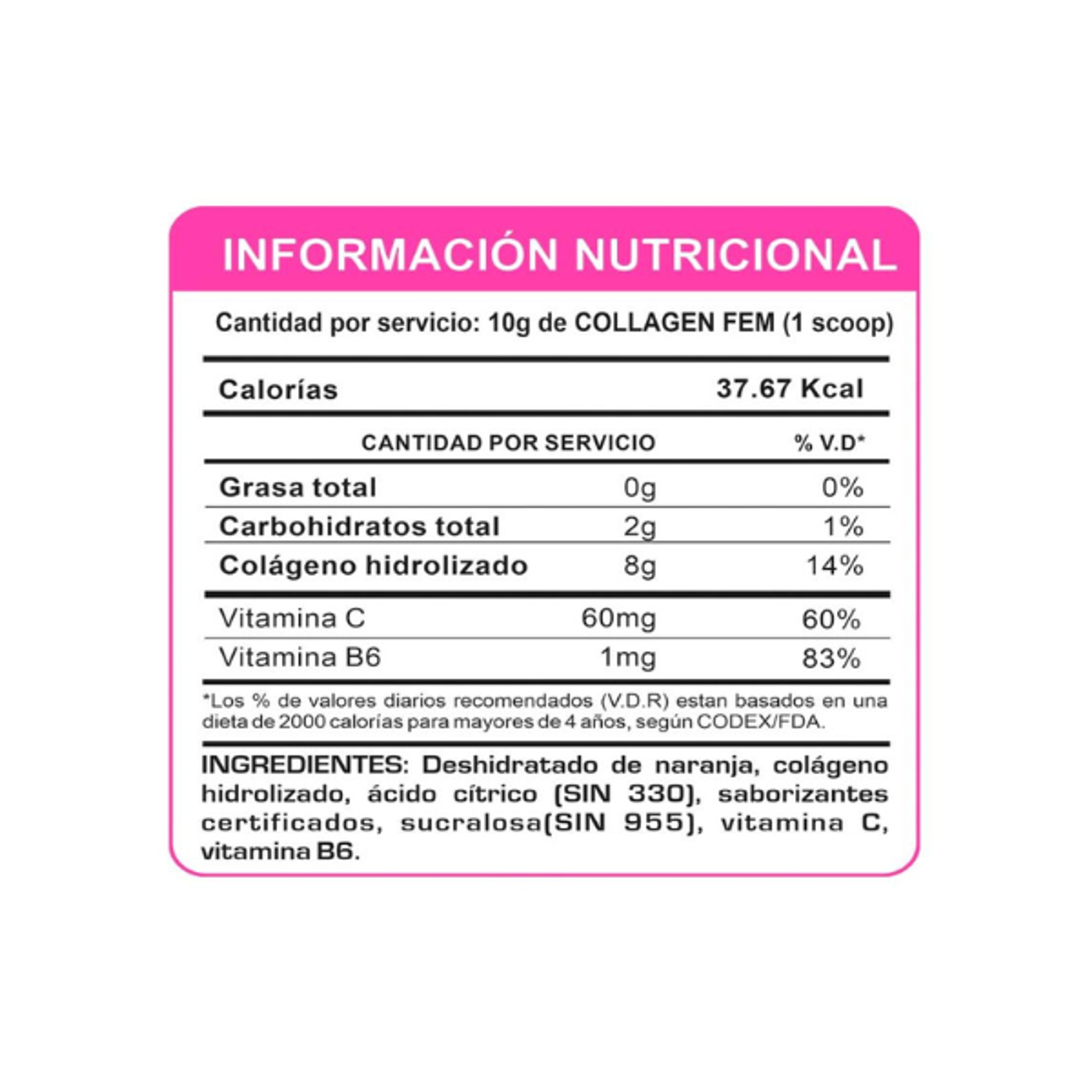 COLLAGEN FEM x 500 g pote - NARANJA (colageno) 2