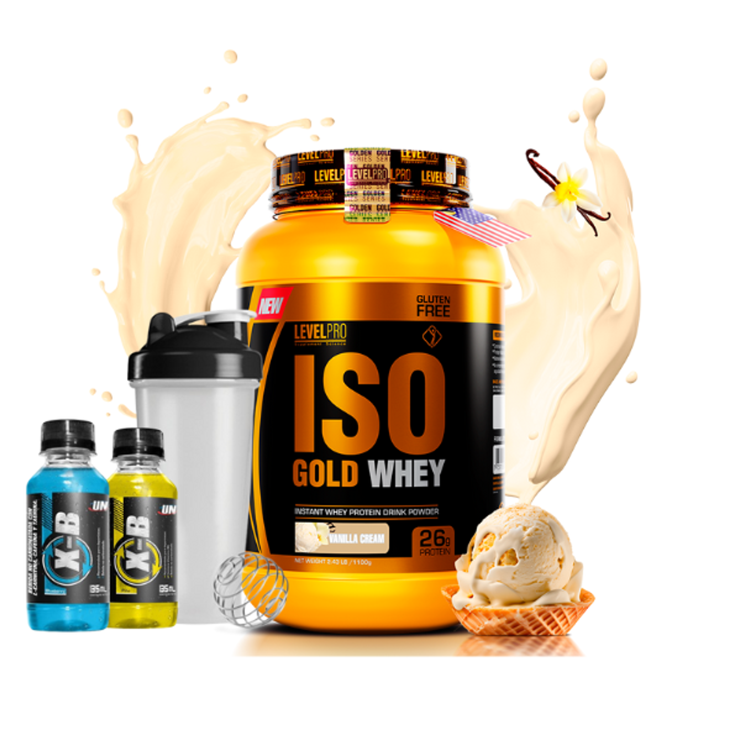 ISO GOLD WHEY x 2.43 lb (1100 g) pote - LEVEL PRO 7