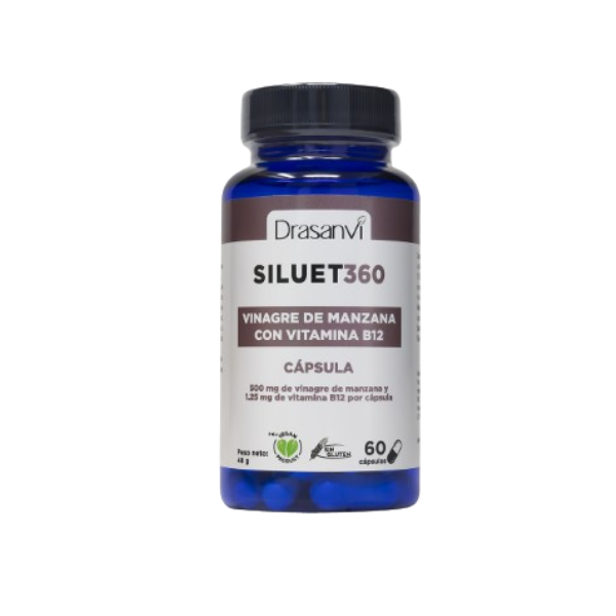 VINAGRE DE MANZANA CON VITAMINA B12 - fco 60 cap SILUET 360 1
