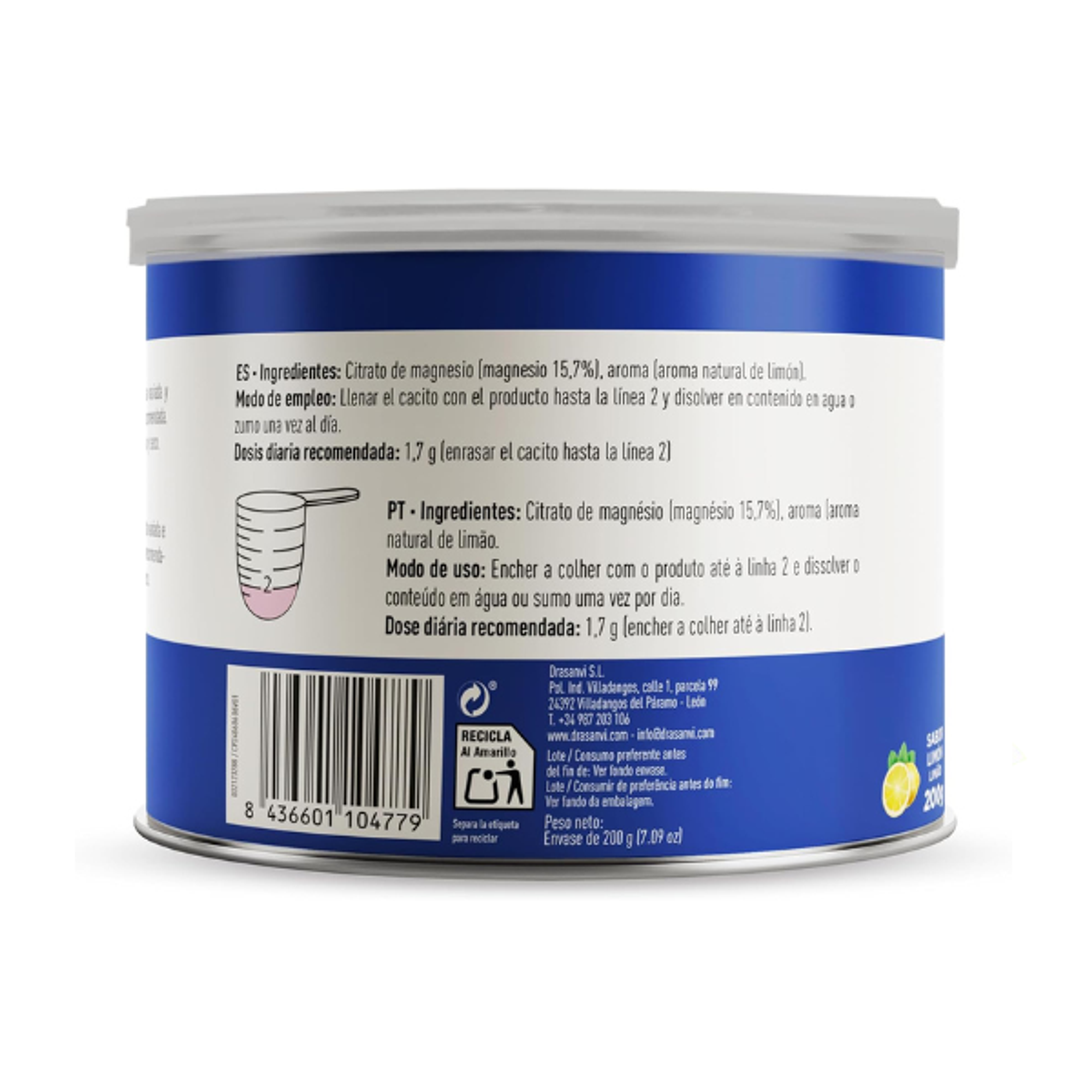 CITRATO DE MAGNESIO POLVO 796 Mg - fco 200g LIMON 2