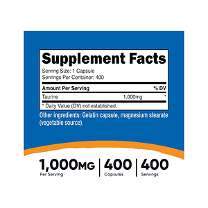 NUTRICOST TAURINE 1000 MG - fco 400 cap (taurina)