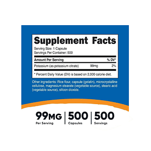 POTASSIUM CITRATE 99 MG - fco 500 cap (citrato de potasio) 