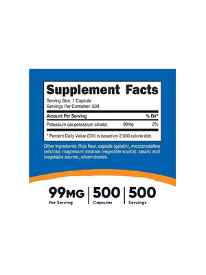 POTASSIUM CITRATE 99 MG - fco 500 cap (citrato de potasio) 