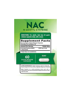 NAC N-ACETYL CYSTEINE 1200mg (acetilcisteina) - fco x 60 cap