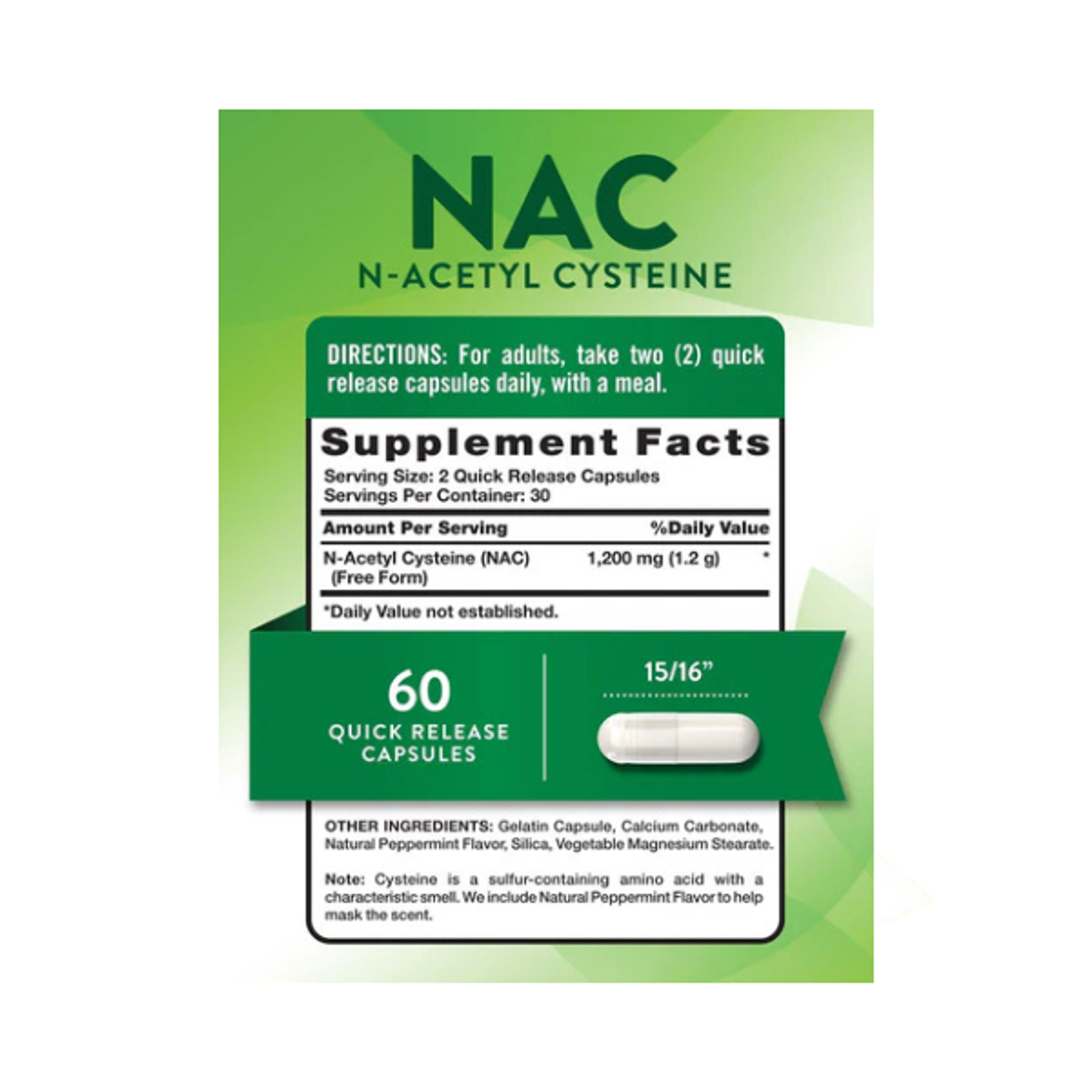 NAC N-ACETYL CYSTEINE 1200mg (acetilcisteina) - fco x 60 cap 2