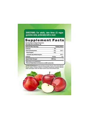 APPLE CIDER VINAGER 600mg (vinagre de sidra de manzana) - fco 75 gomitas