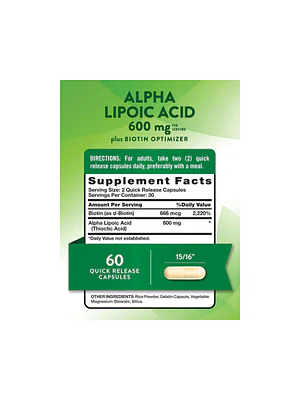  ALPHA LIPOIC ACID (BIOTINA) 600 mg x 60 cap.