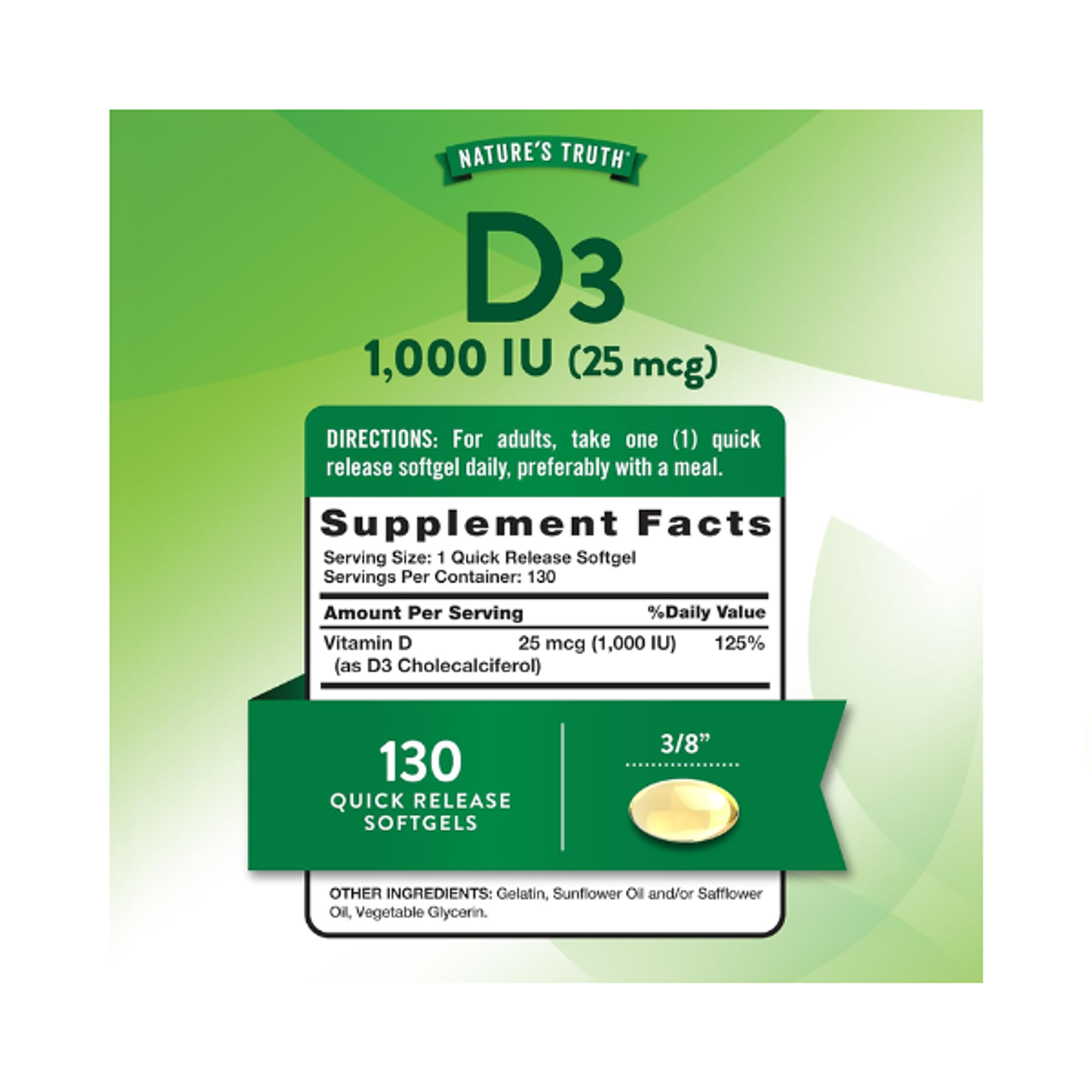 VITAMINA D3 1,000 IU 25 mcg (vitamina) - Fco x 130 cap. 3