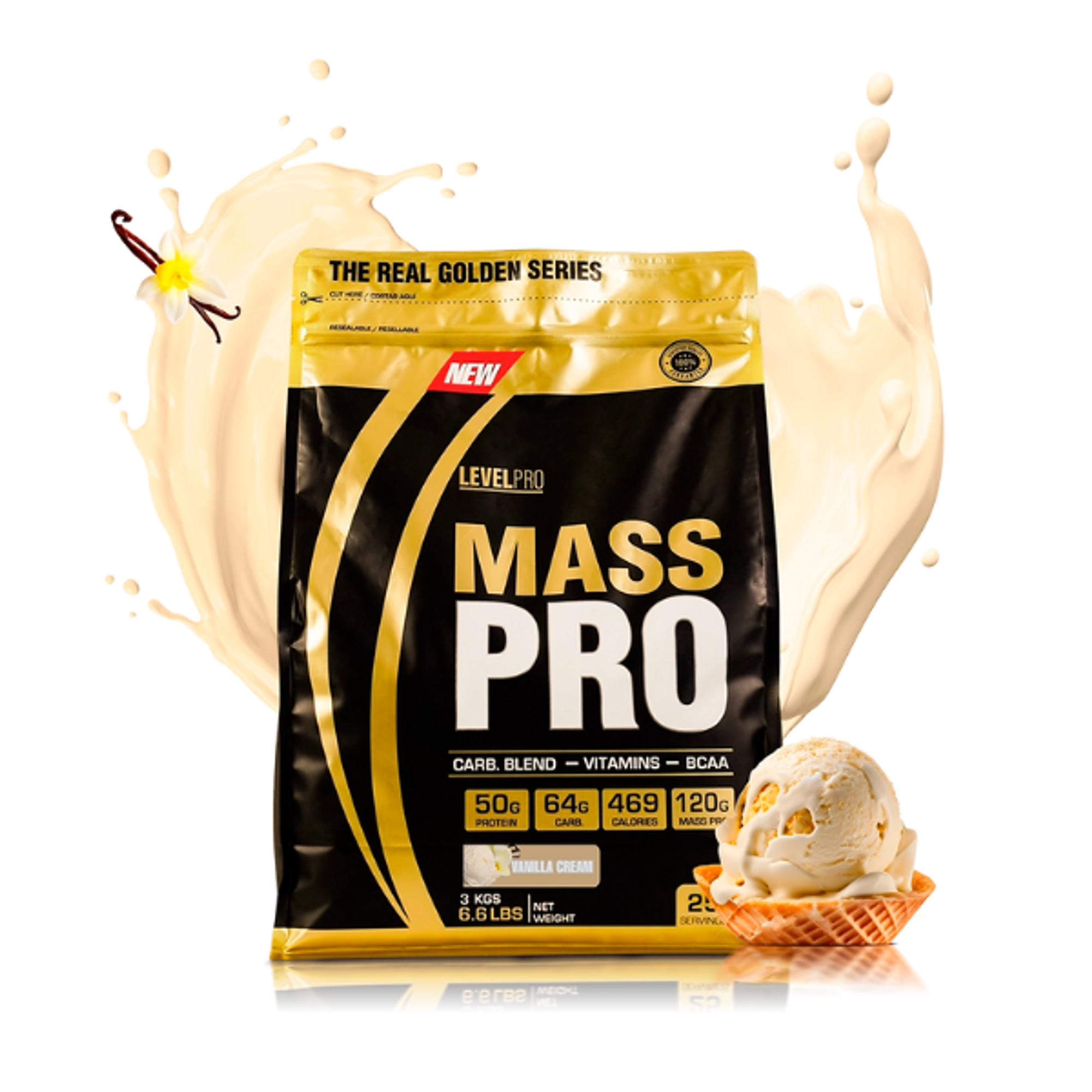 MASS PRO x 6.6 lb (3000 g) pote * 29s - VAINILLA 1