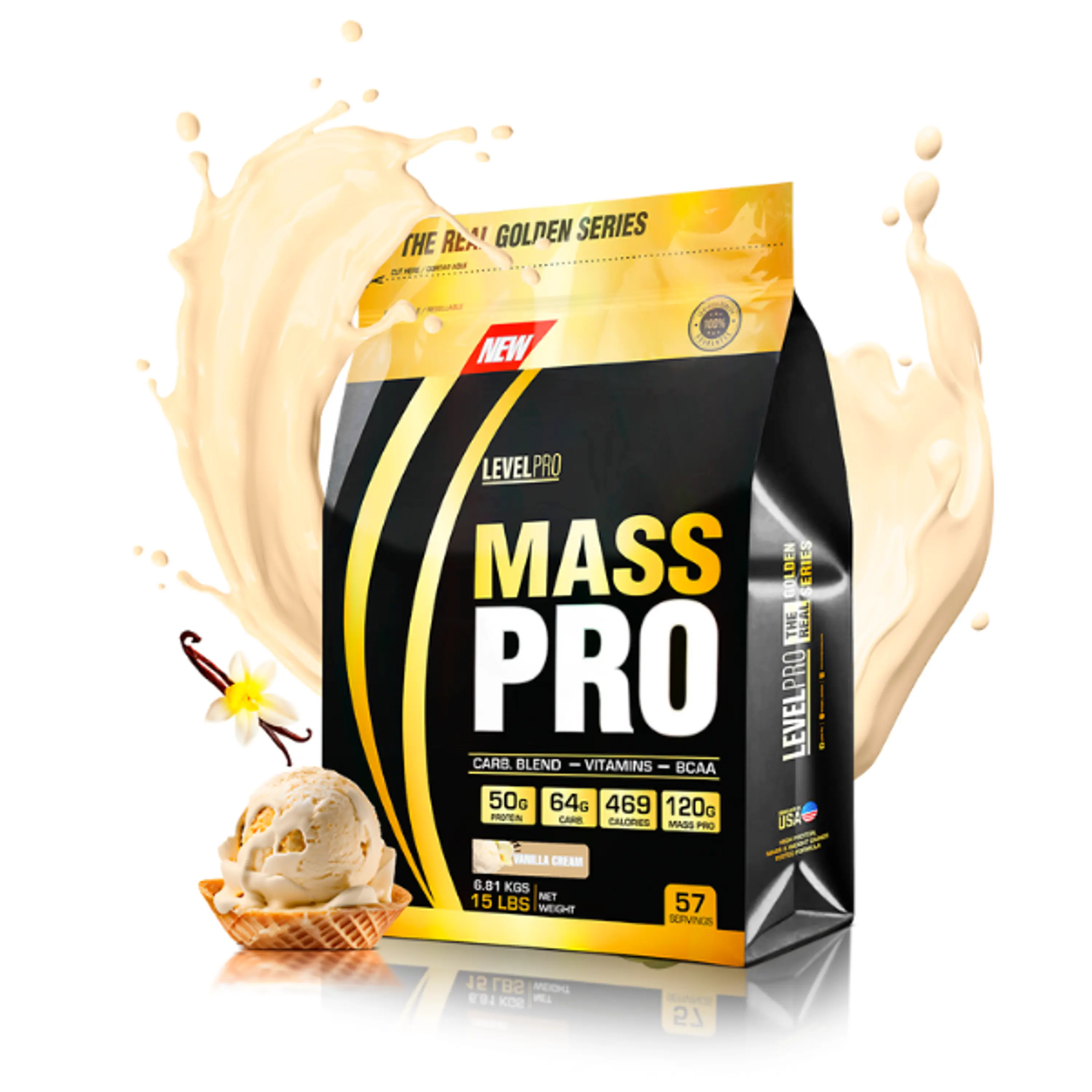 MASS PRO x 15 lb (6.81 kg) saco * 57s - VAINILLA 1