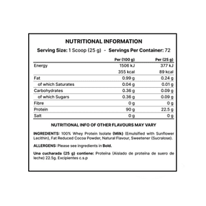 ISO XP 100% % whey protein isolate x 80 servicios - FCO x 1.8 Kg - CHOCOLATE