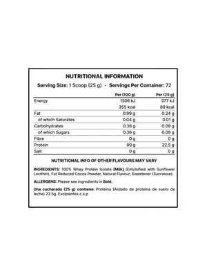 ISO XP 100% % whey protein isolate x 80 servicios - FCO x 1.8 Kg - CHOCOLATE