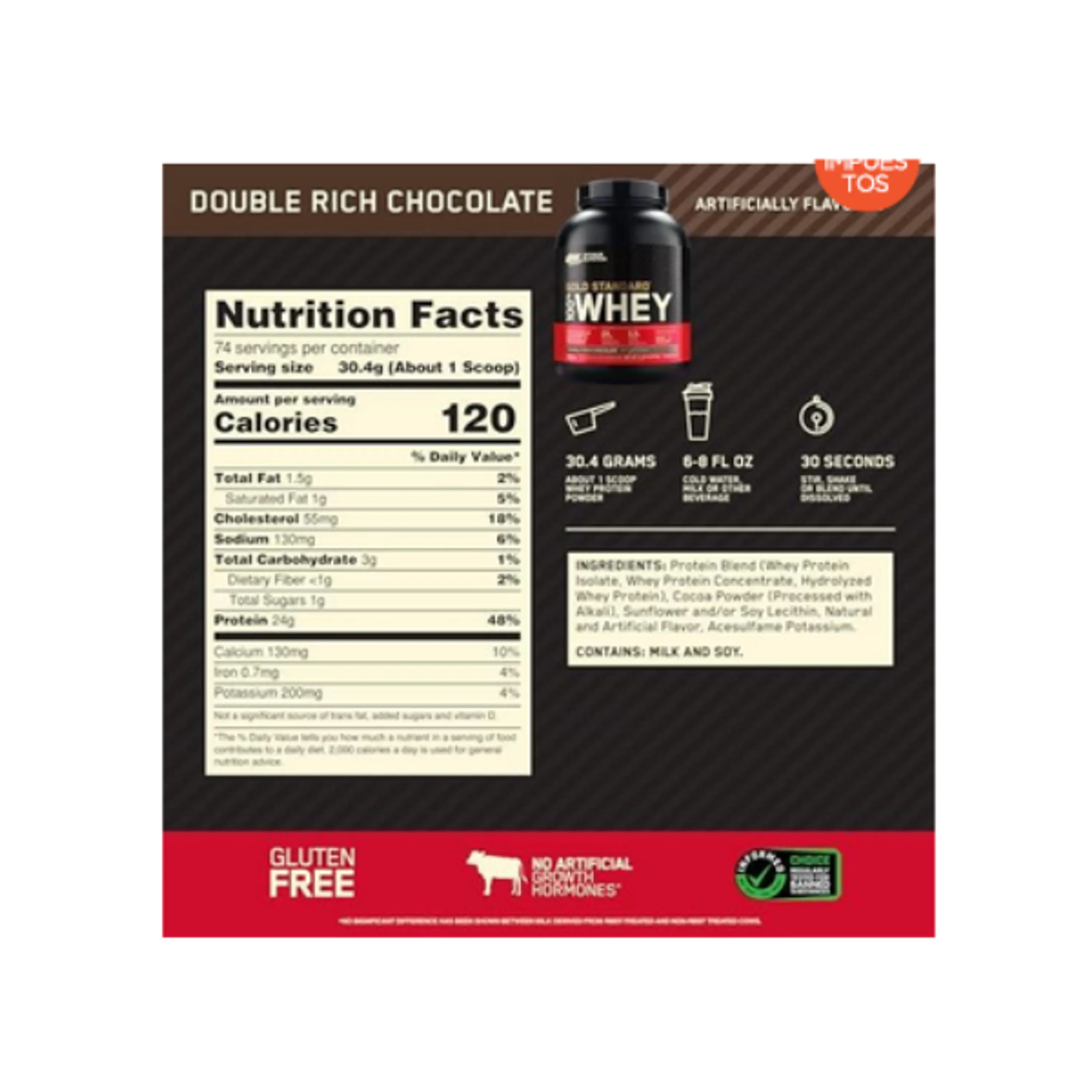 GOLD STANDARD 100% Whey 5 lb ( 2.27 kg) pote - CHOCOLATE 2