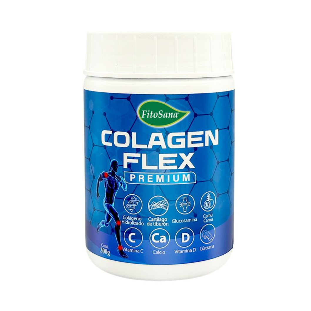  COLAGEN FLEX PREMIUN ( glucosamina cartilago de tiburon curcuma ) - fco x 300 g. / AZUL 1