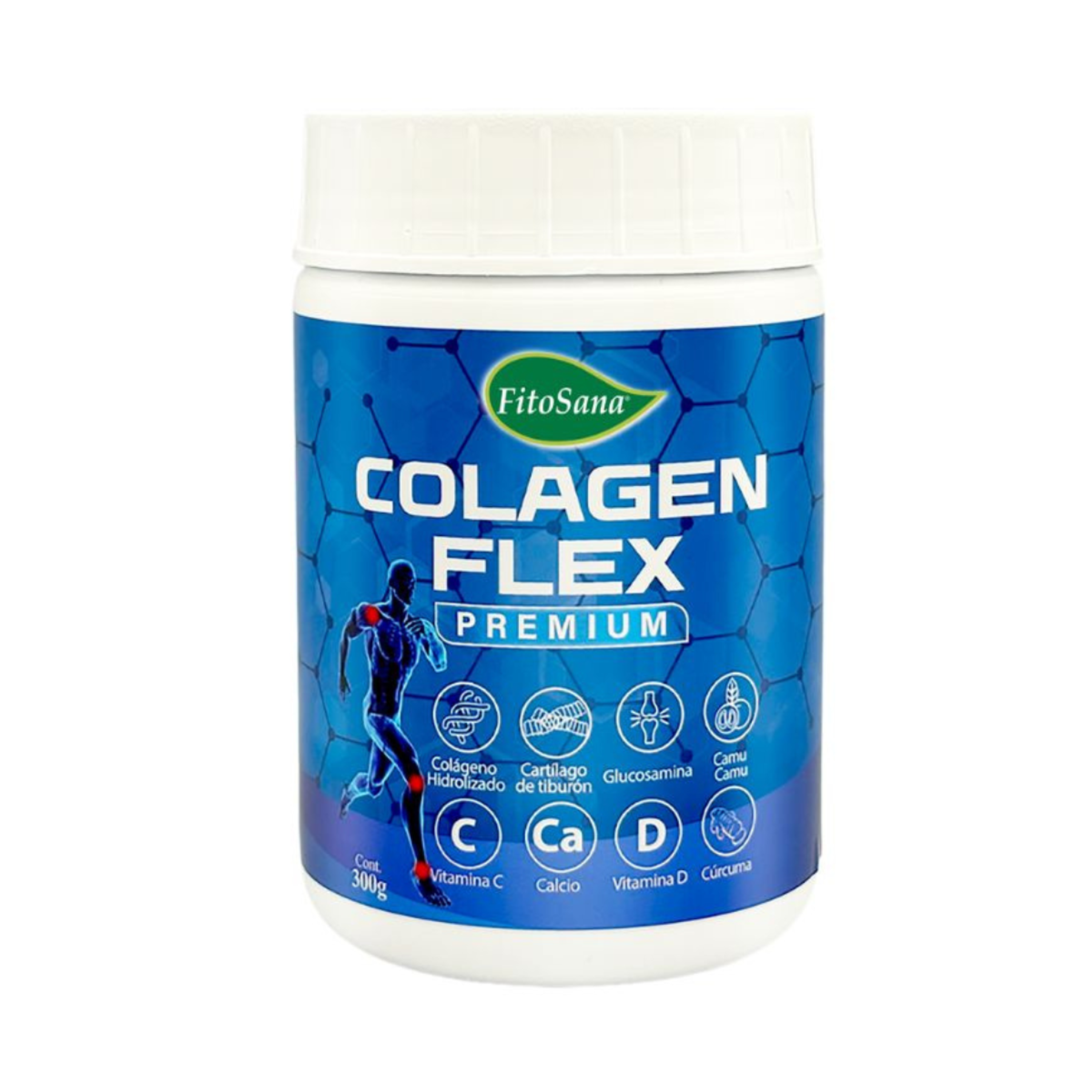  COLAGEN FLEX PREMIUN ( glucosamina cartilago de tiburon curcuma ) - fco x 300 g. / AZUL 1