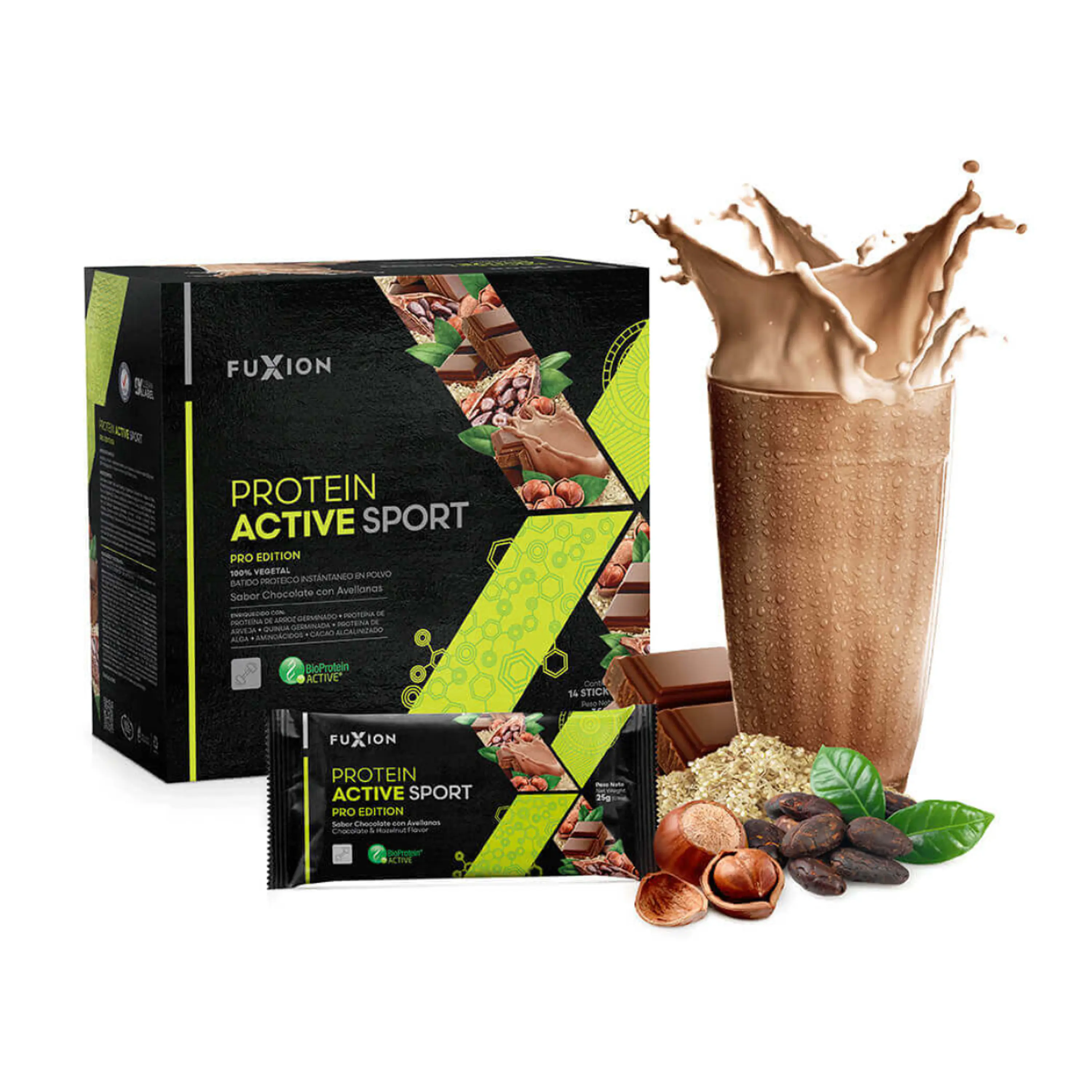 PROTEIN ACTIVE SPORT - chocolate con avellanas x 14 u. - FUXION - VENTA LIBRE PROMOCION 1