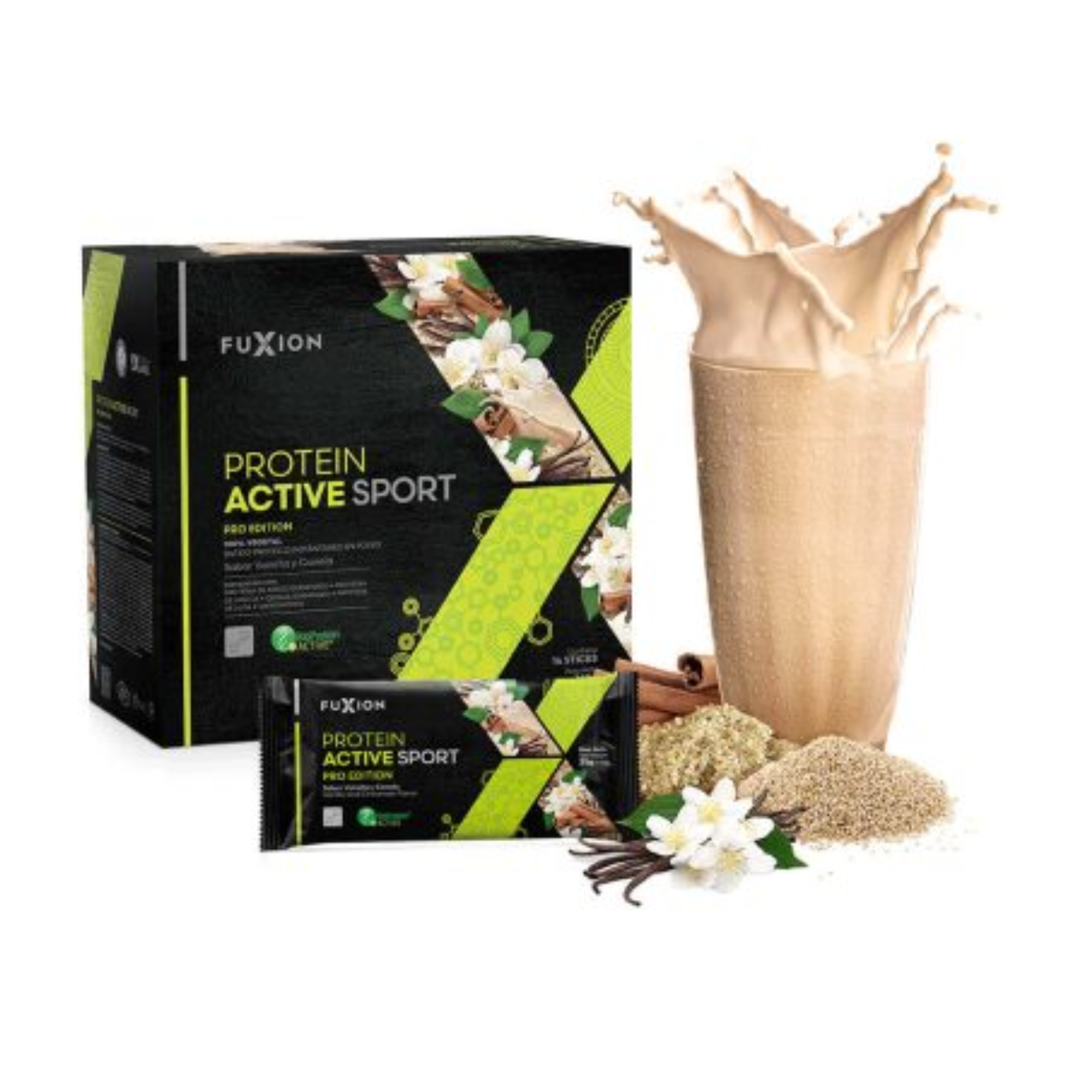 PROTEIN ACTIVE SPORT - vainilla y canela x 14 u. - FUXION - VENTA LIBRE PROMOCION 1