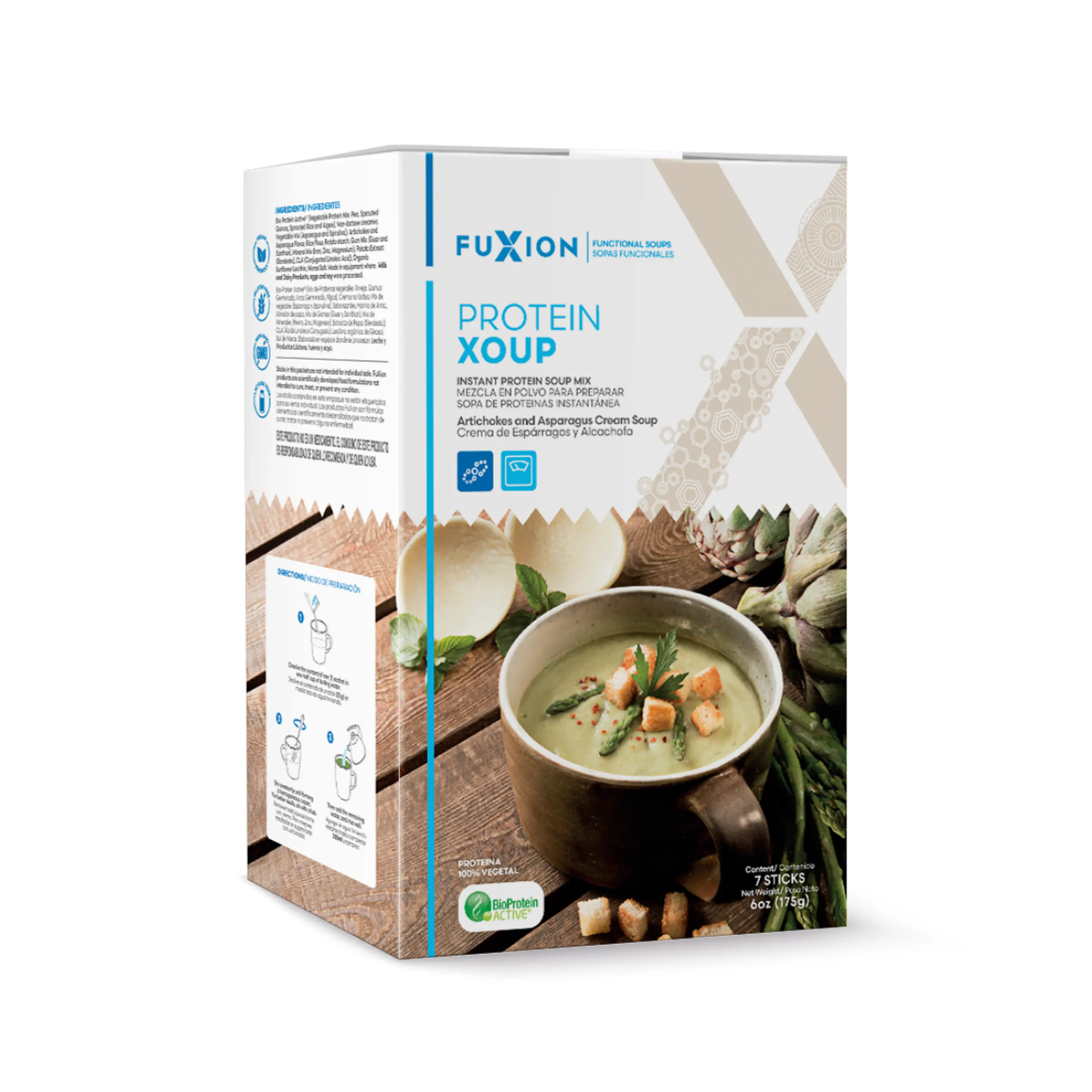 PROTEIN XOUP - CREMA DE ESPARRAGOS Y ALCACHOFA x 7 u. - FUXION - VENTA LIBRE PROMOCION 2