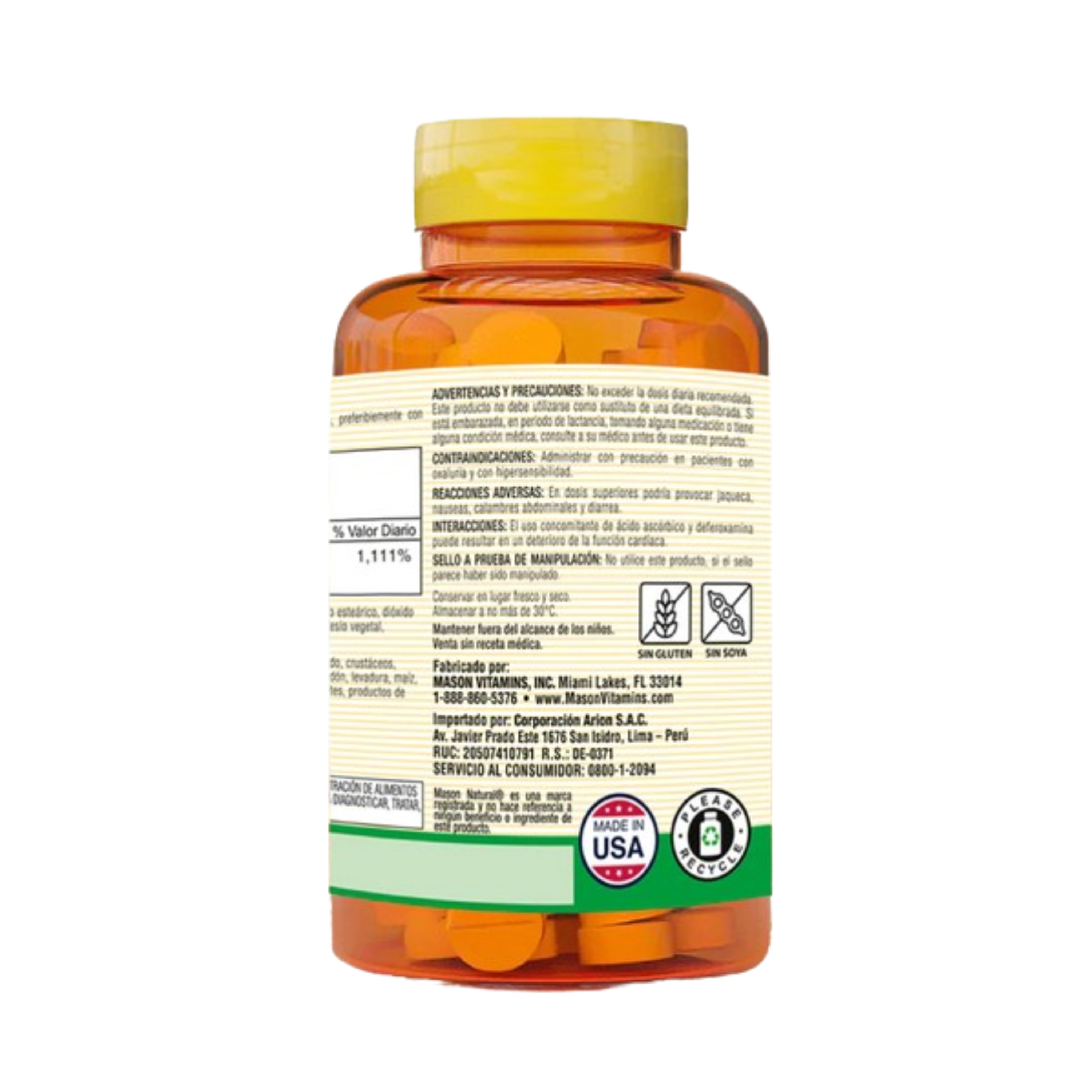 VITAMINA C 1000 mg - fco x 100 tab. - MASON - VENTA LIBRE - PROMOCION 3
