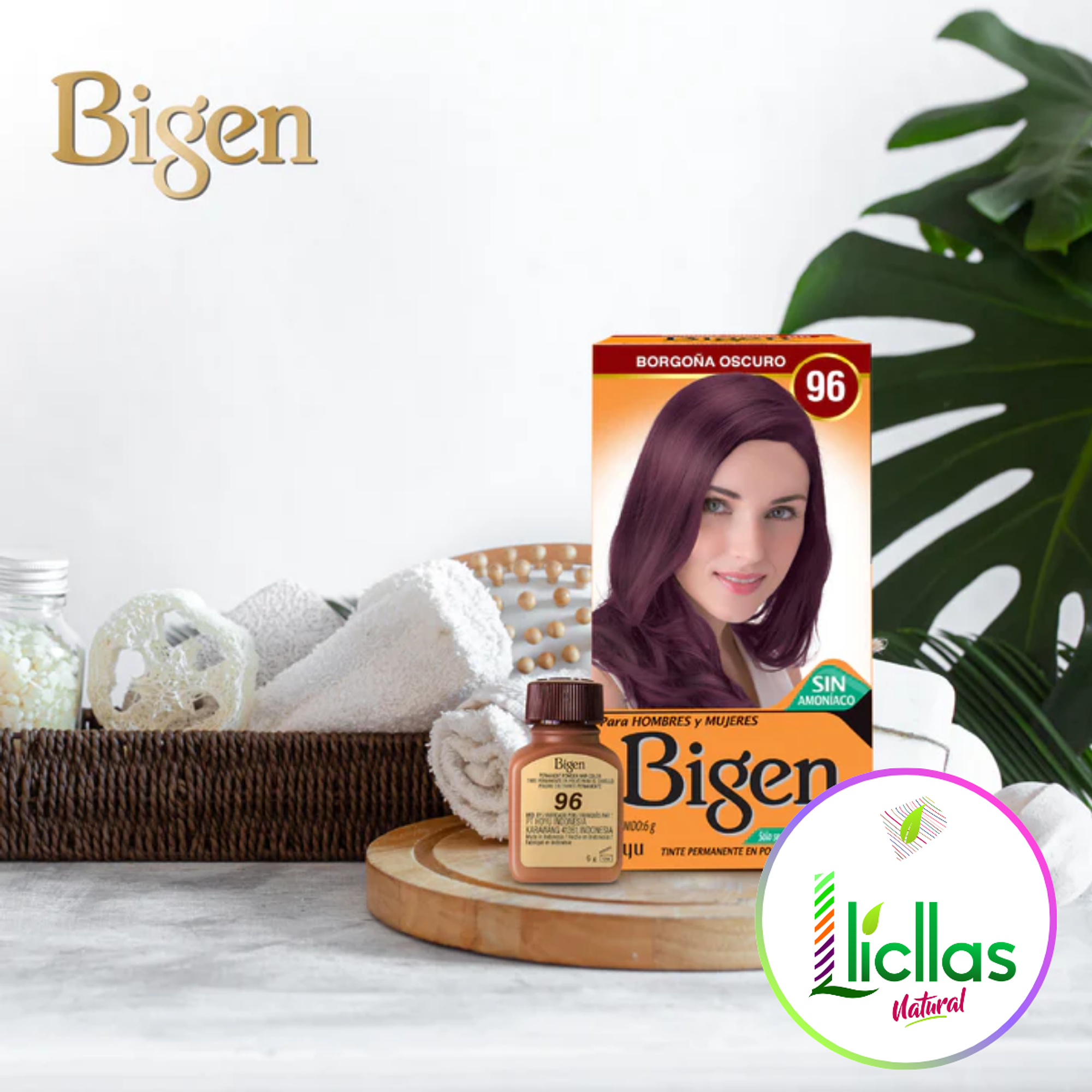  Tinte Bigen 96 Permanente Polvo 6g Sin Amoniaco Cubre Canas Borgoña 3