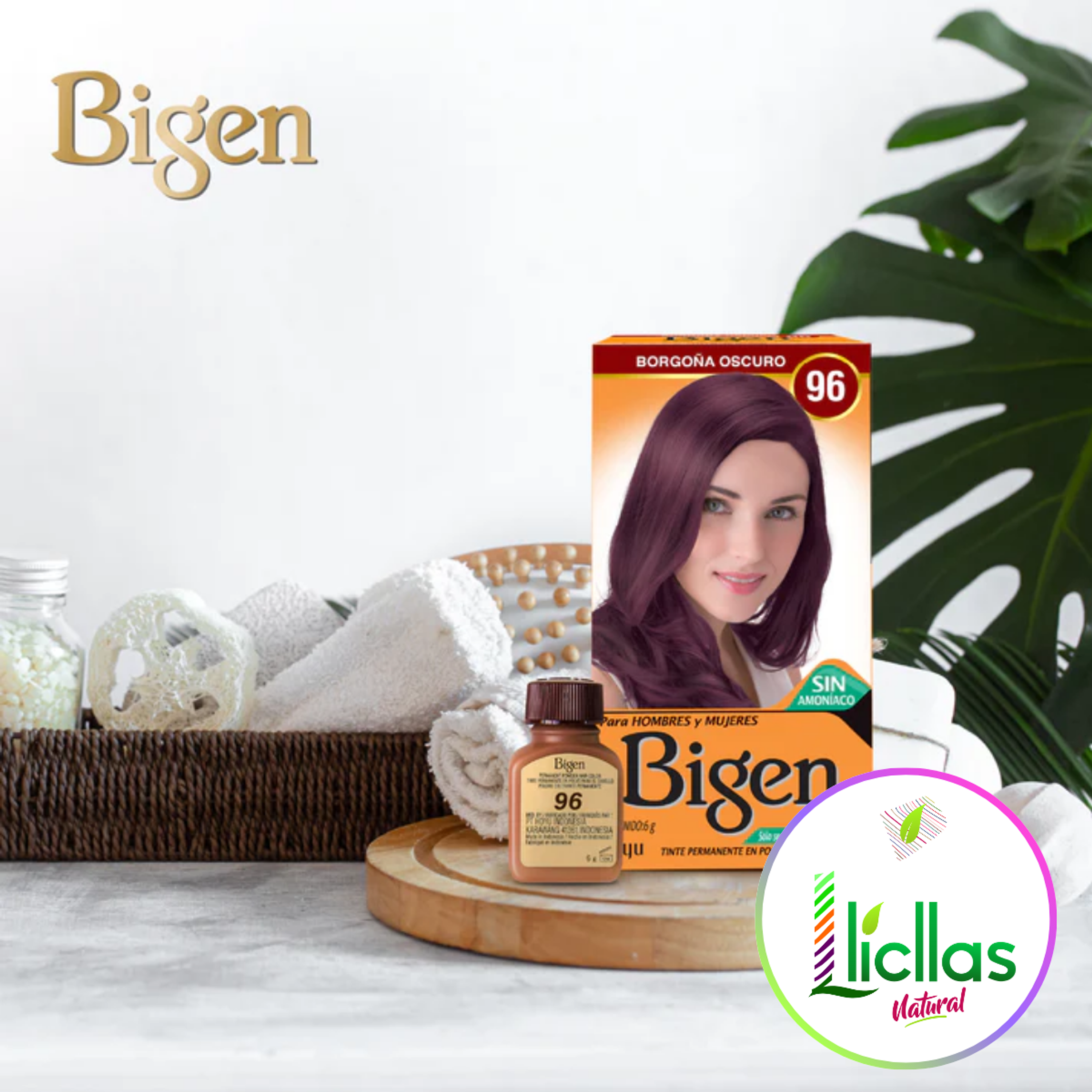  Tinte Bigen 96 Permanente Polvo 6g Sin Amoniaco Cubre Canas Borgoña 3