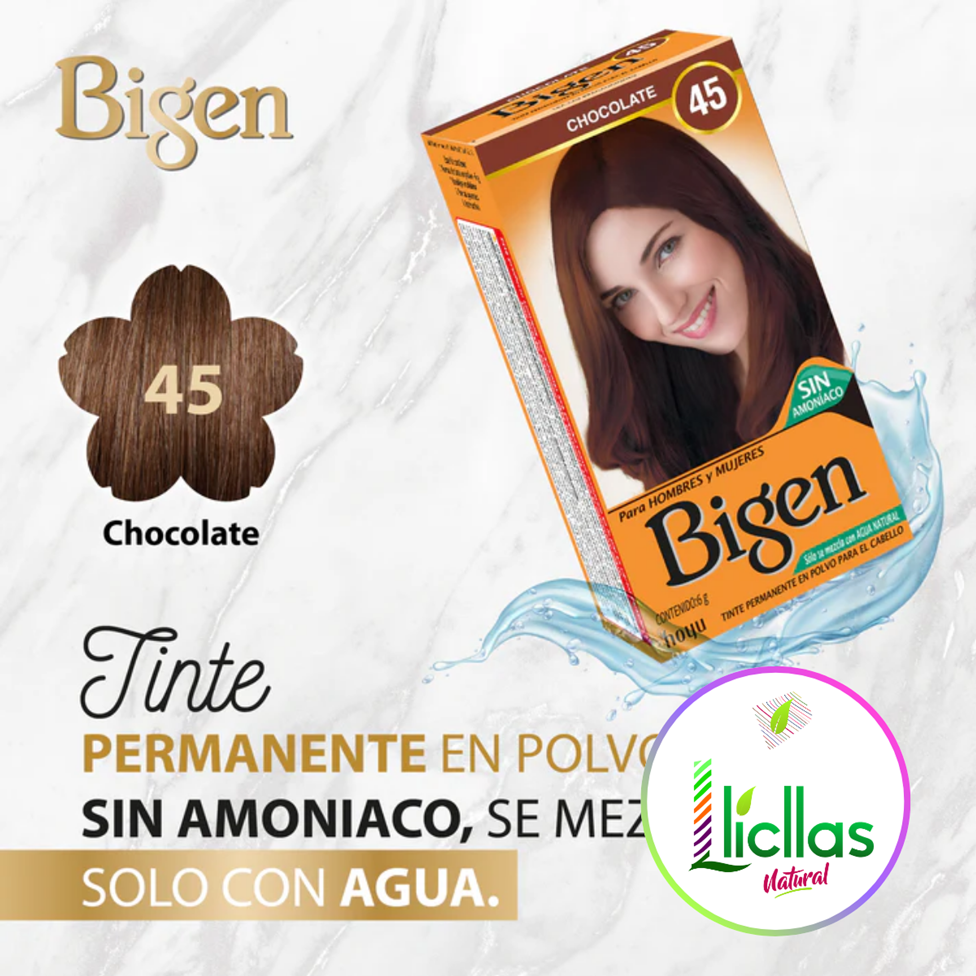 Kit Tinte Bigen  Tinte Para Cabello Tono 45 Chocolate Para Cabello 3
