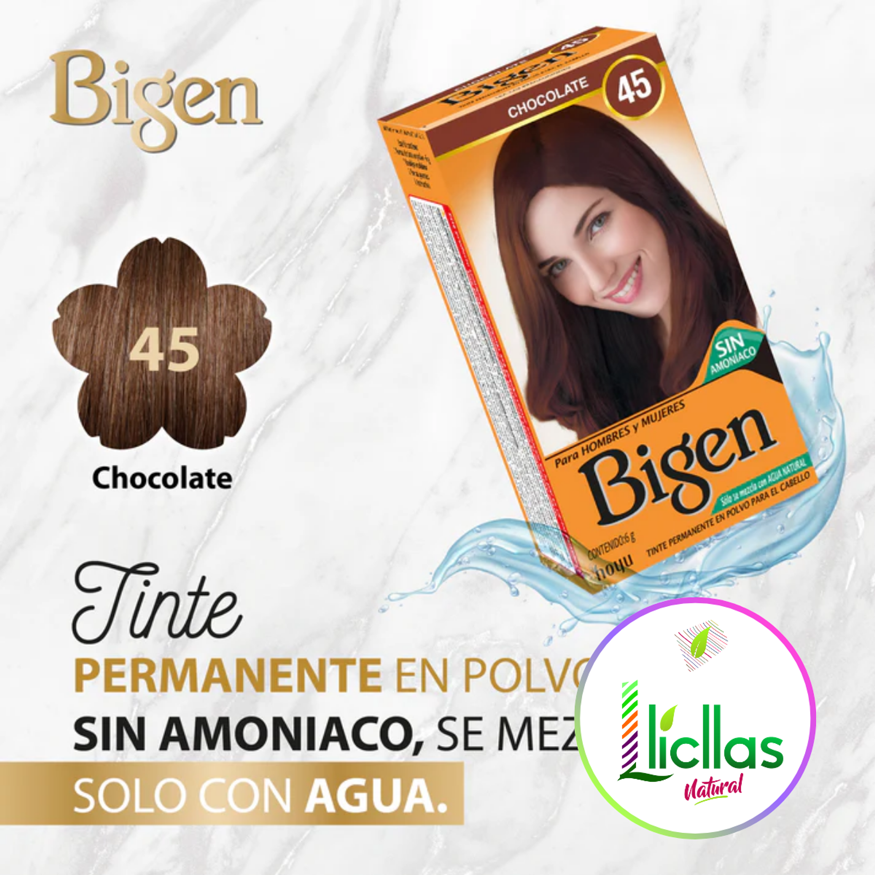 Kit Tinte Bigen  Tinte Para Cabello Tono 45 Chocolate Para Cabello 3