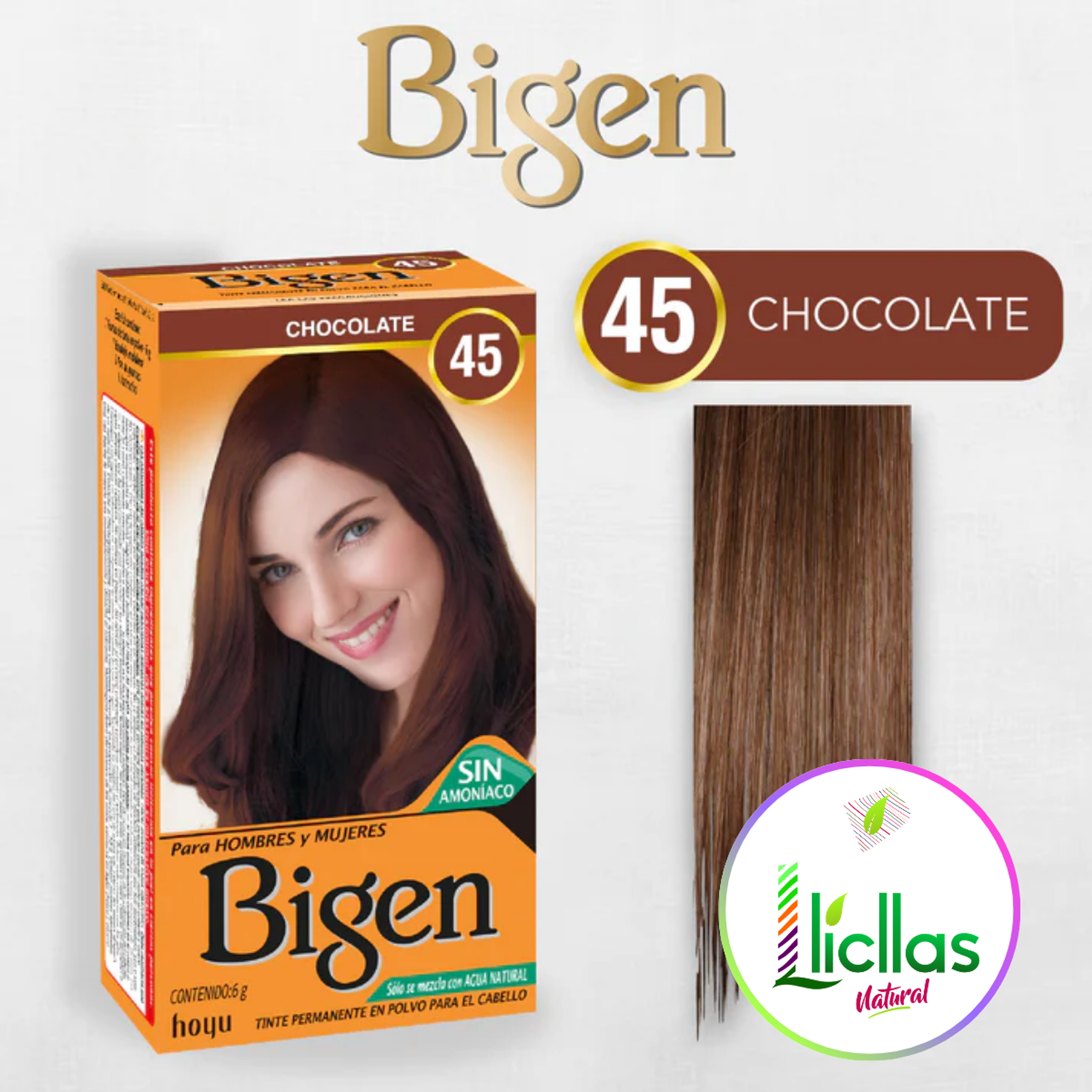 Kit Tinte Bigen  Tinte Para Cabello Tono 45 Chocolate Para Cabello 4