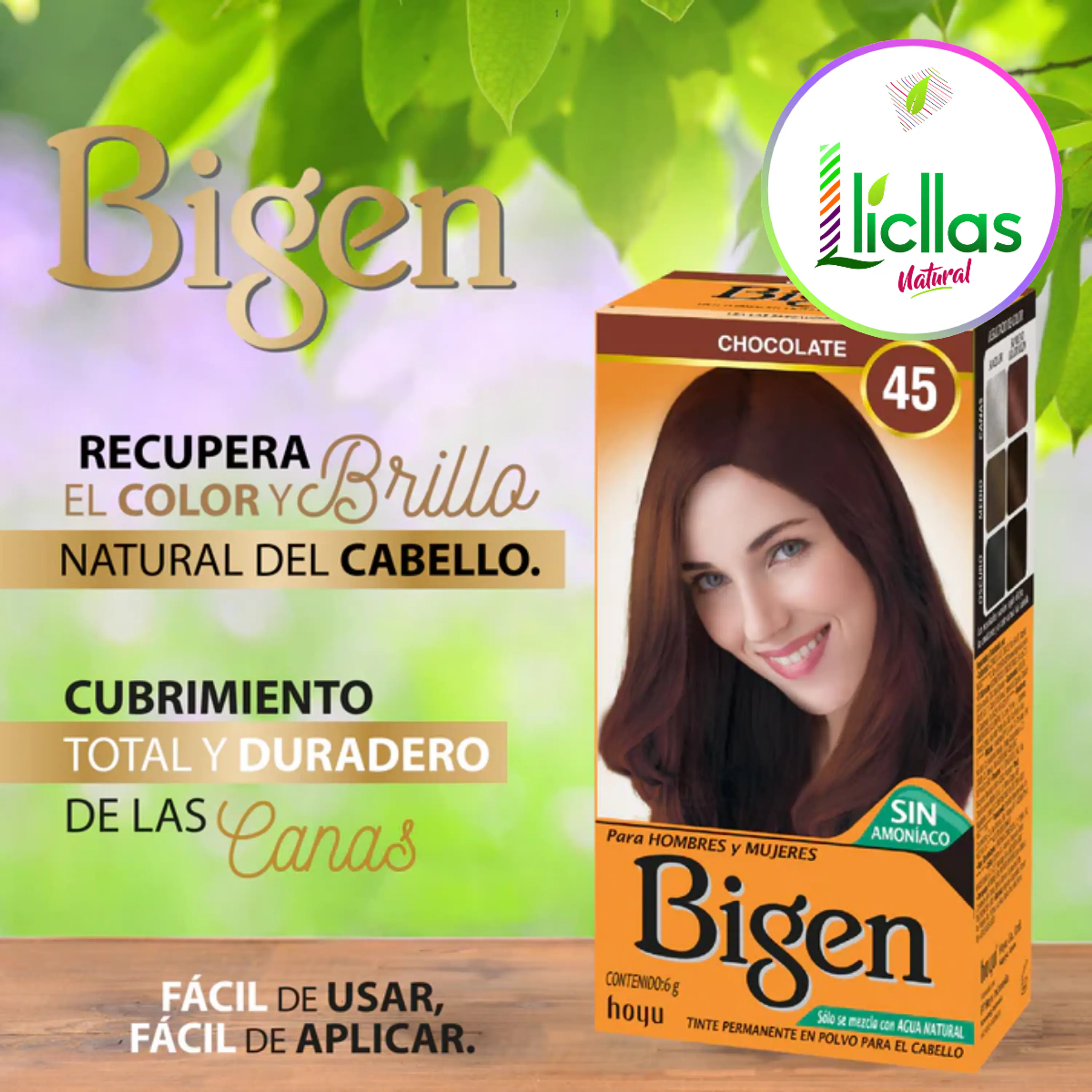 Kit Tinte Bigen  Tinte Para Cabello Tono 45 Chocolate Para Cabello 5