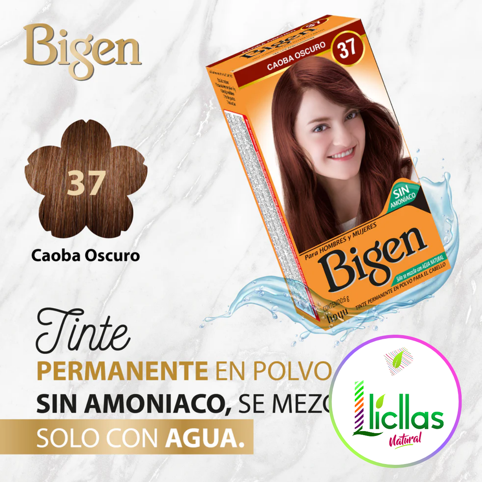Bigen 37 Caoba Oscuro X 6g Tinte Para Cabello Cejas Barba 3