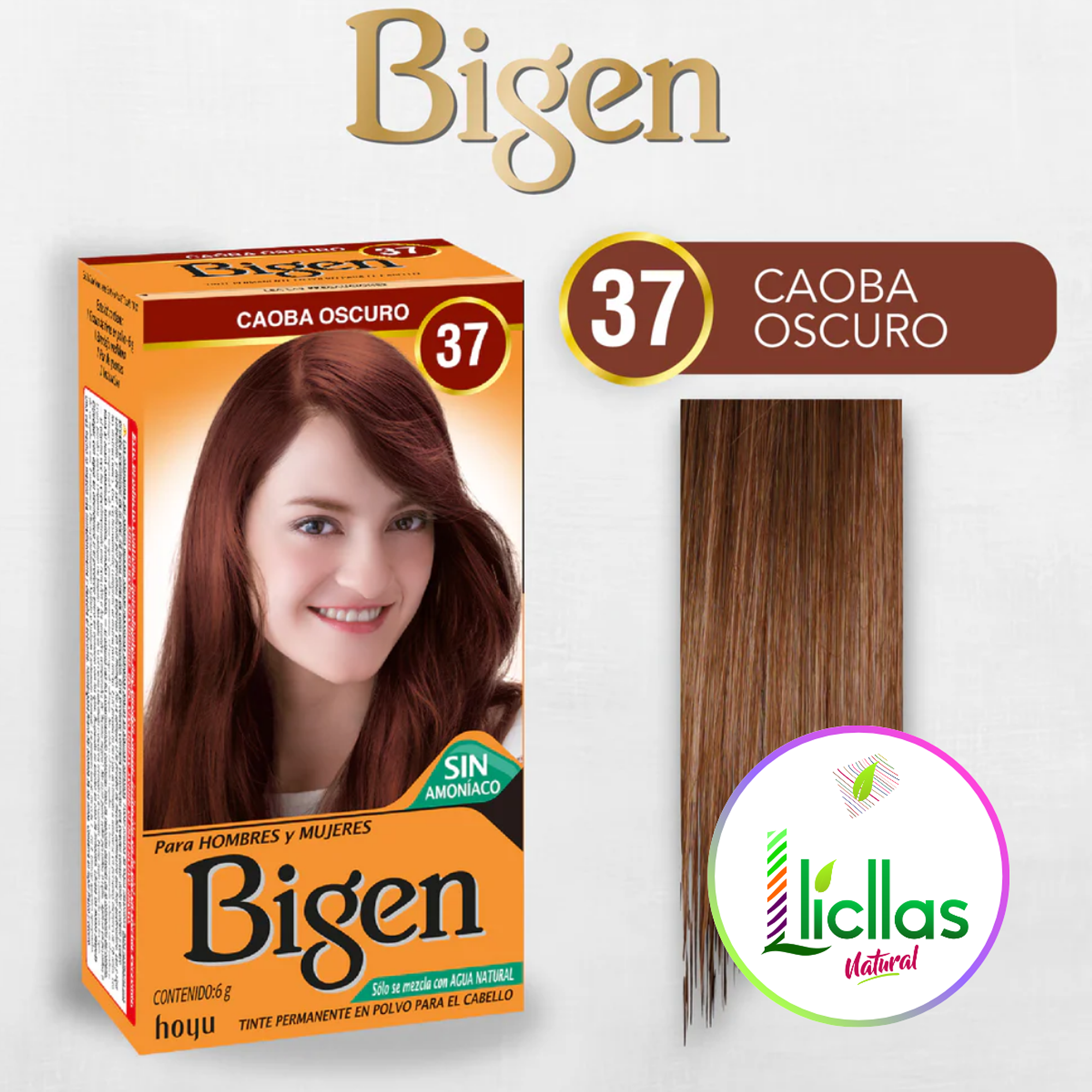 Bigen 37 Caoba Oscuro X 6g Tinte Para Cabello Cejas Barba 5