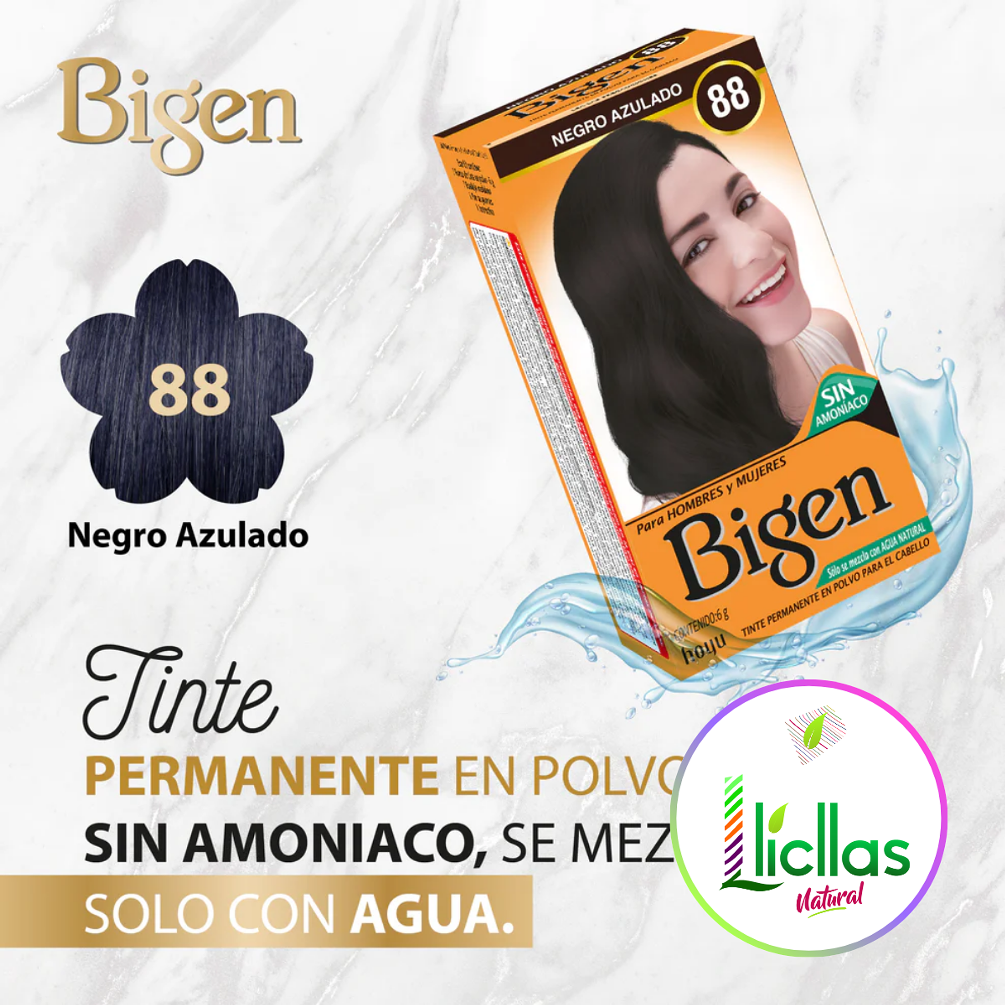 Bigen 88 Negro Azulado X 6g Tinte Para Cabello Cejas Barba 3