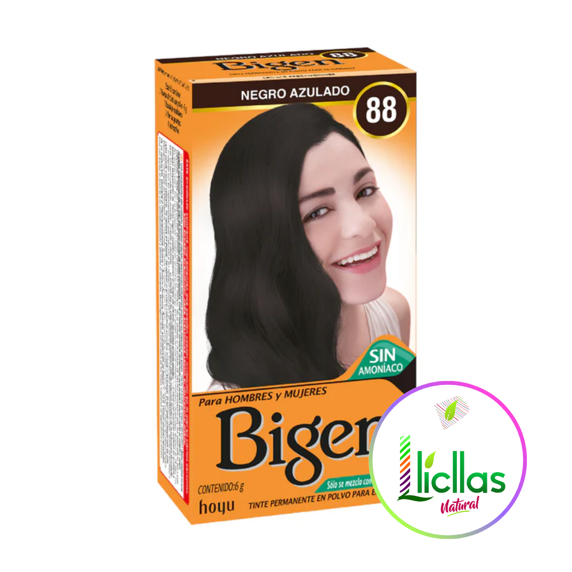 Bigen 88 Negro Azulado X 6g Tinte Para Cabello Cejas Barba 1