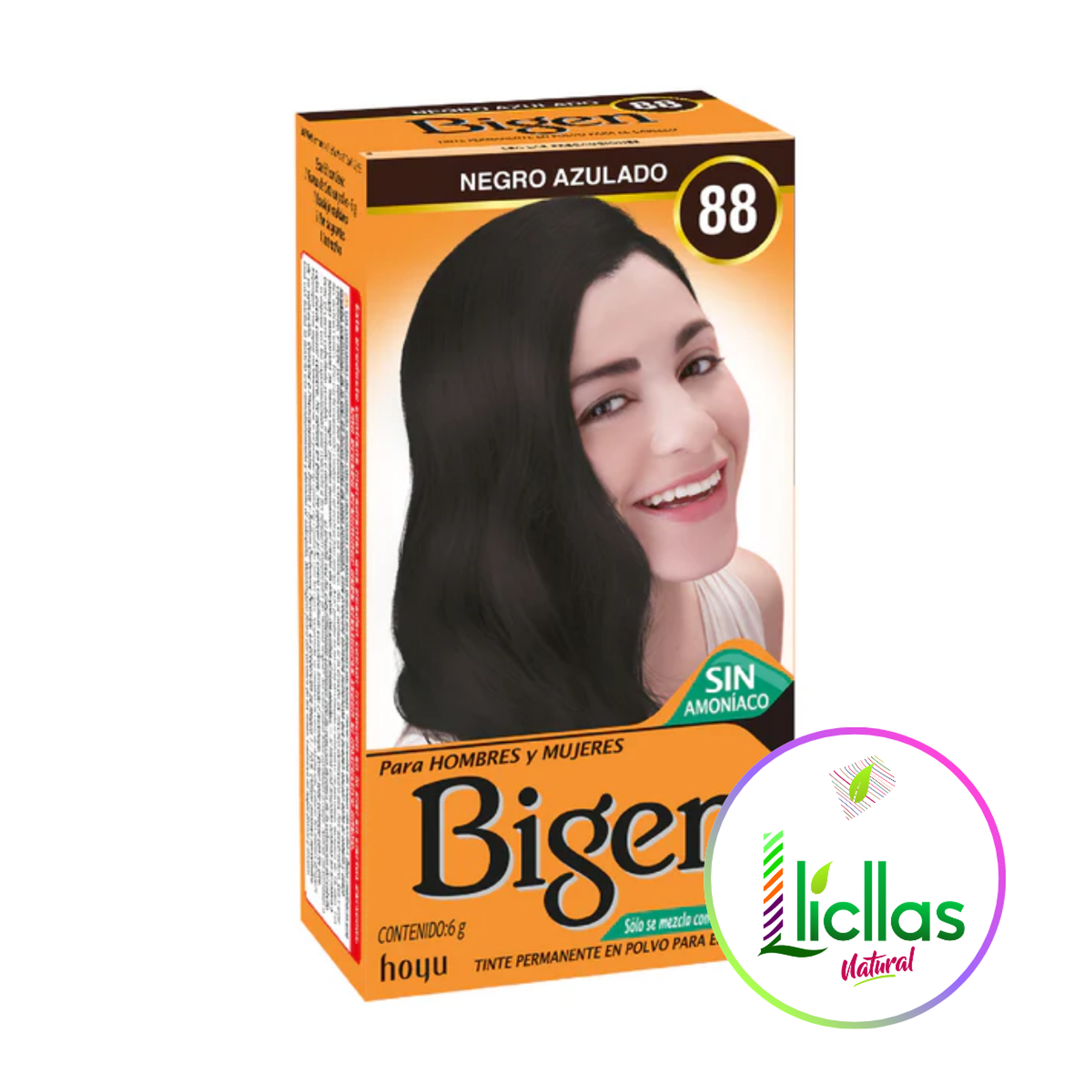 Bigen 88 Negro Azulado X 6g Tinte Para Cabello Cejas Barba 1