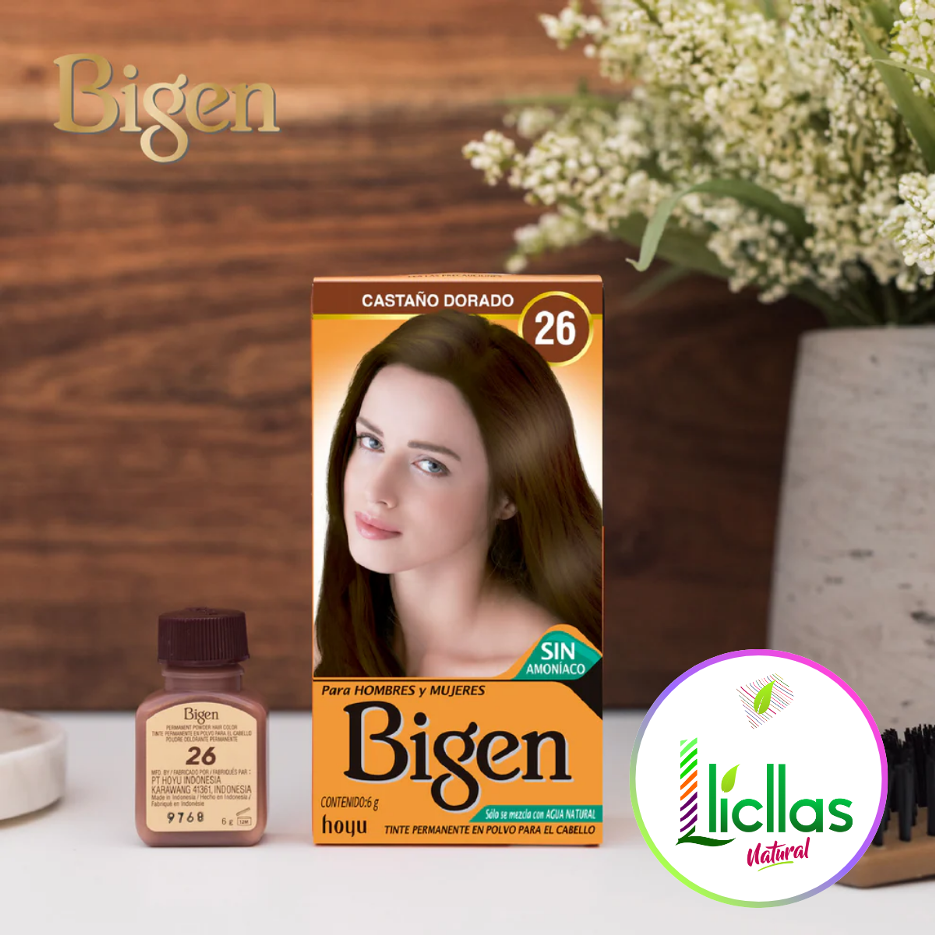 Kit Tinte Bigen  Tinte Para Cabello Tono 26 Castaño Dorado Para Cabello 3